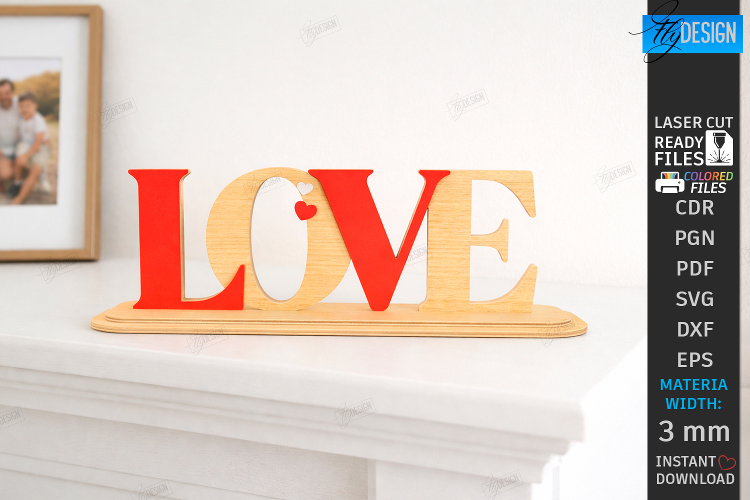 Minimalist Love Stand Laser Cut | Romantic Desktop Sign SVG product image 1