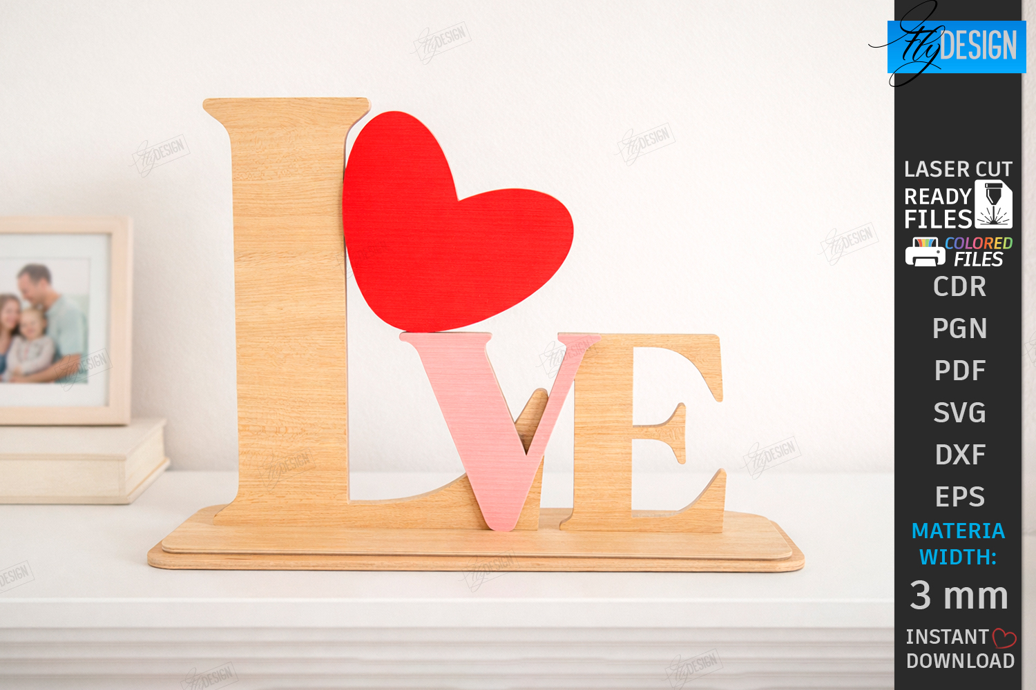 Minimalist Love Stand Laser Cut | Romantic Desktop Sign SVG product image 1