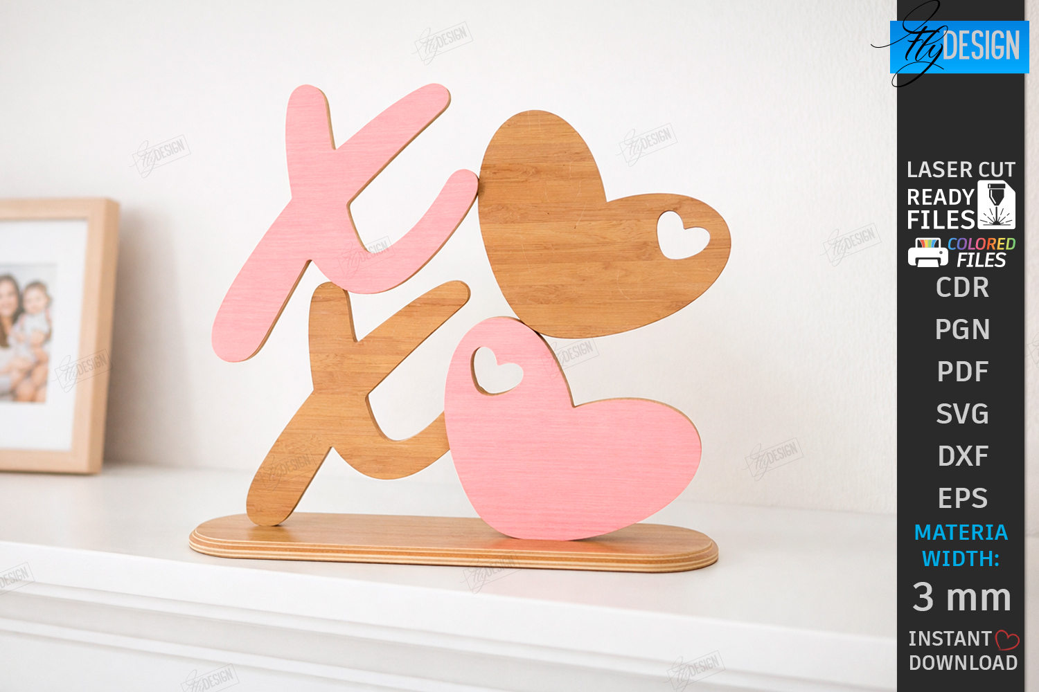 Minimalist Love Stand Laser Cut | Romantic Desktop Sign SVG product image 1