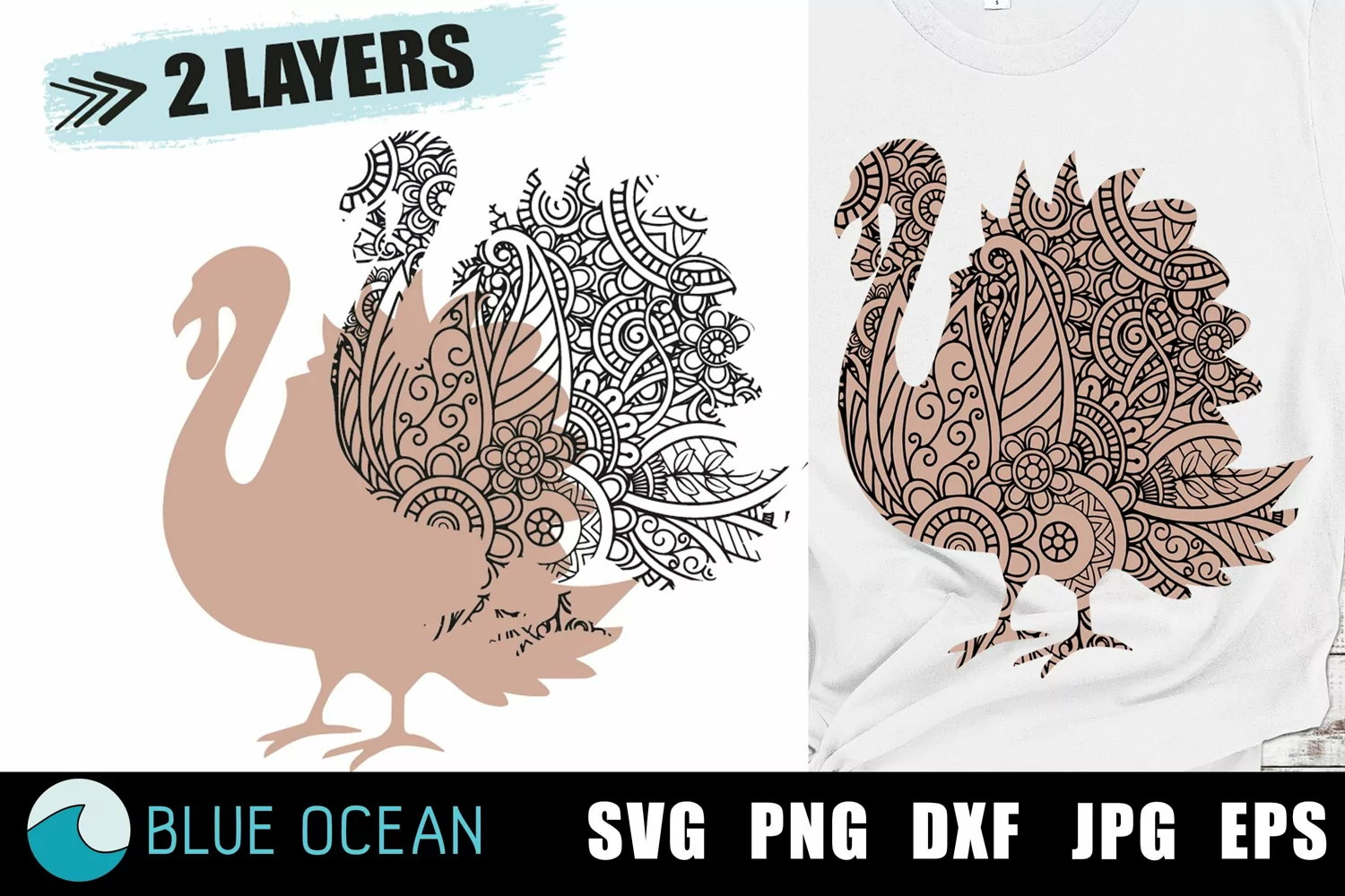 Turkey Mandala SVG, Thanksgiving Zentangle SVG product image 1