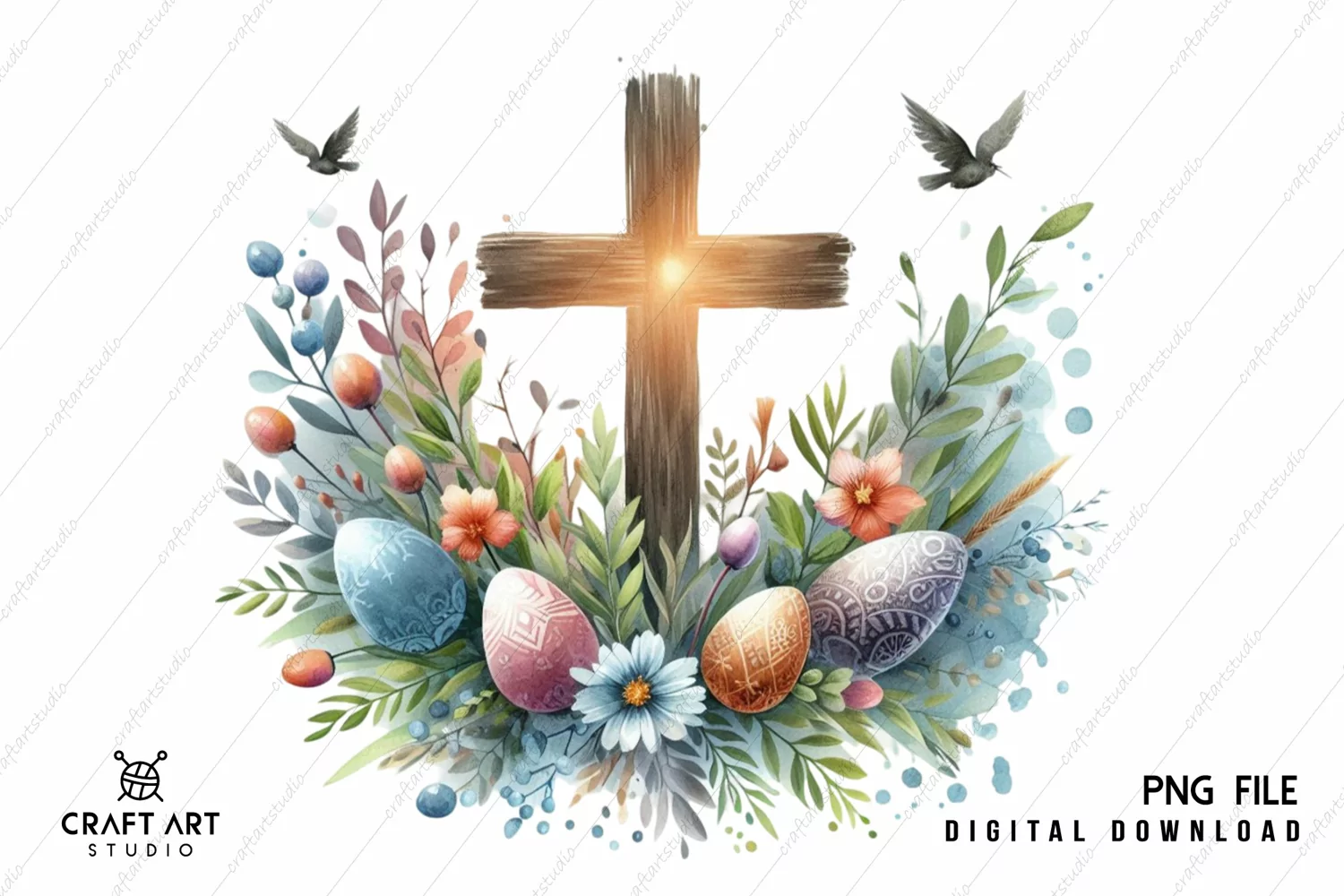 Easter Cross PNG Clipart, Easter Sublimation Designs product image 1