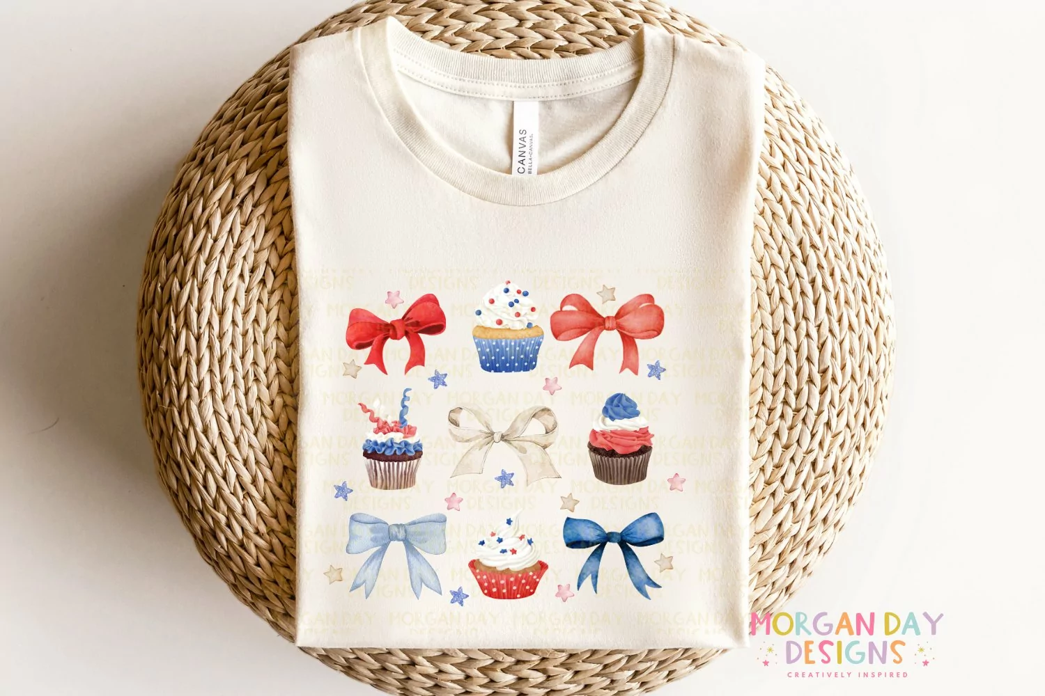 4th of July Coquette Bows Cupcakes PNG Sublimation product image 1