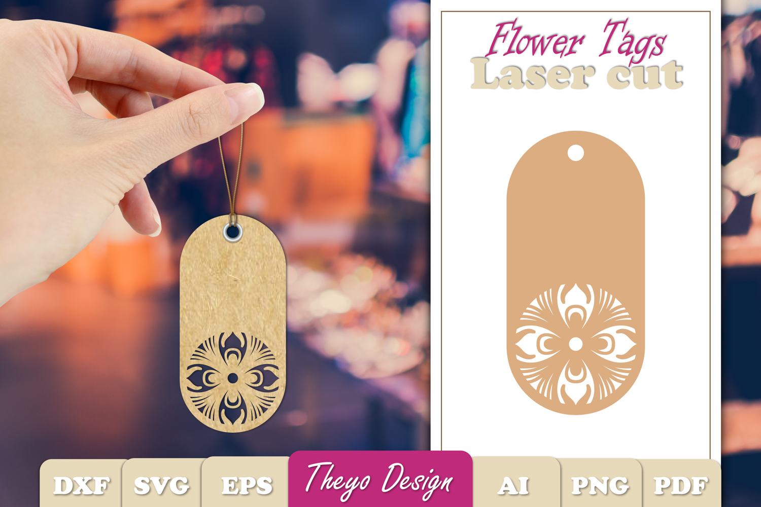 Flower Gift Tags Paper cut| Gift Hang Tags Laser Cut SVG product image 1