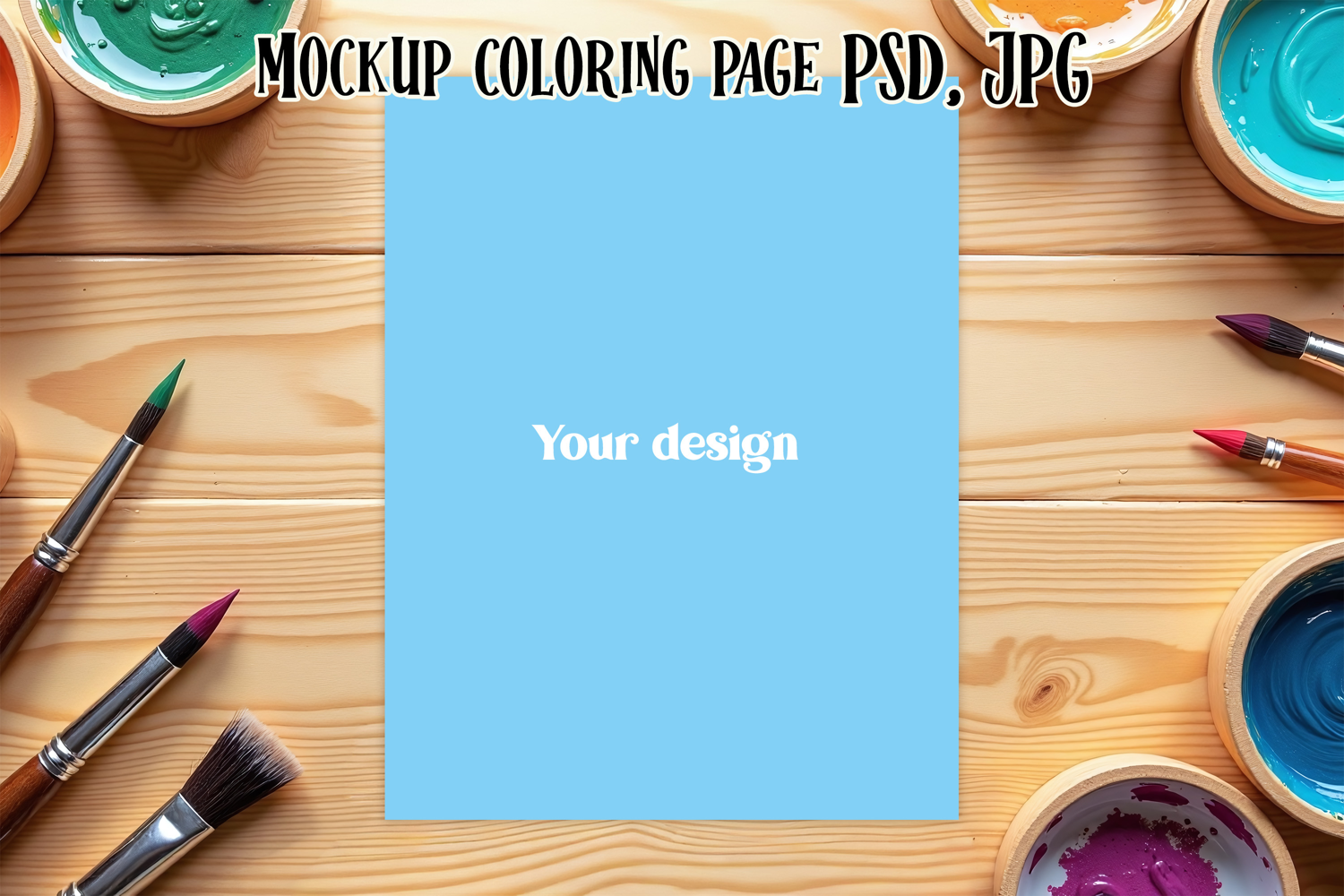 Coloring page mockup PSD file | Kids coloring page product image 1