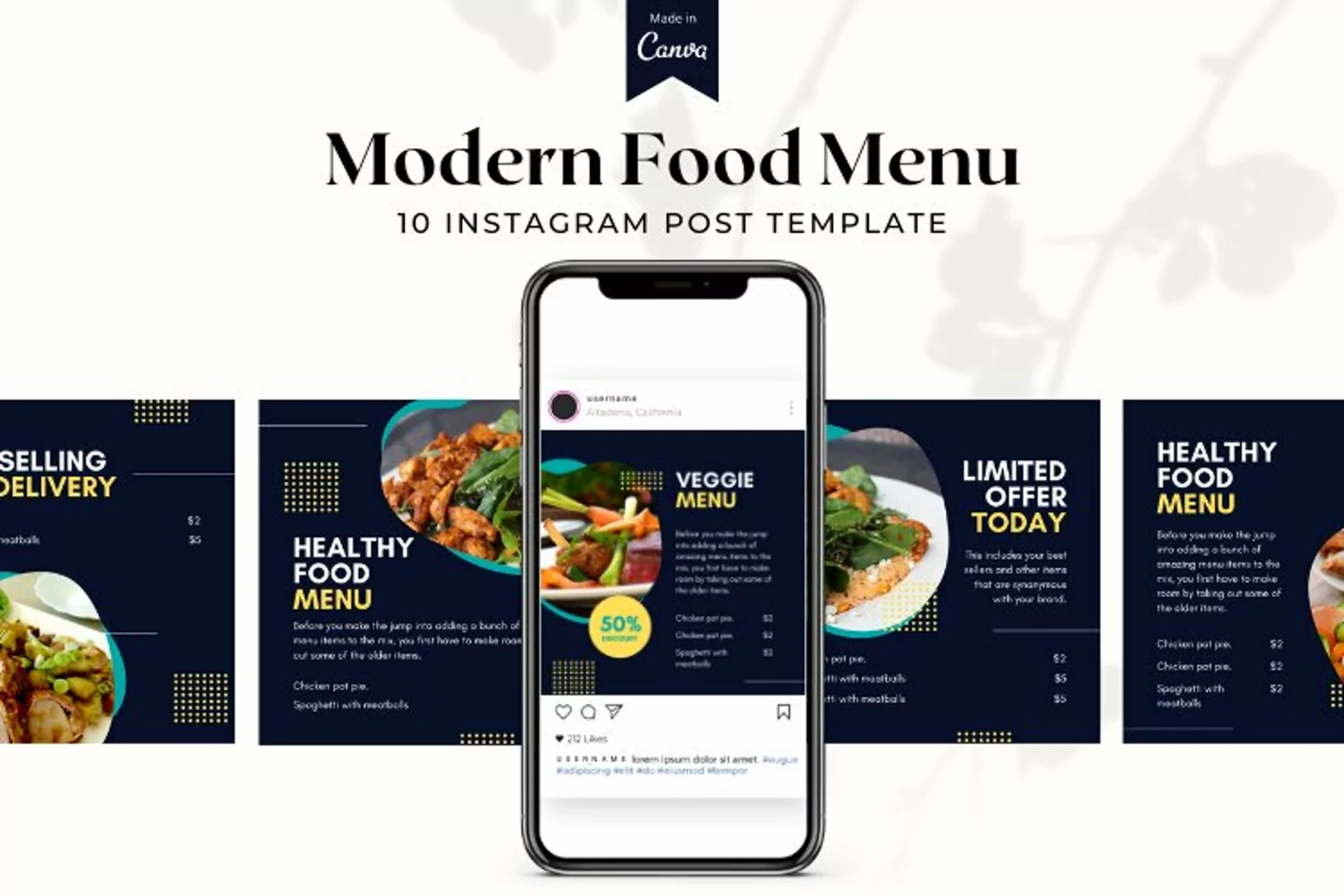 Modern Food menu Instagram Canva Templates product image 1