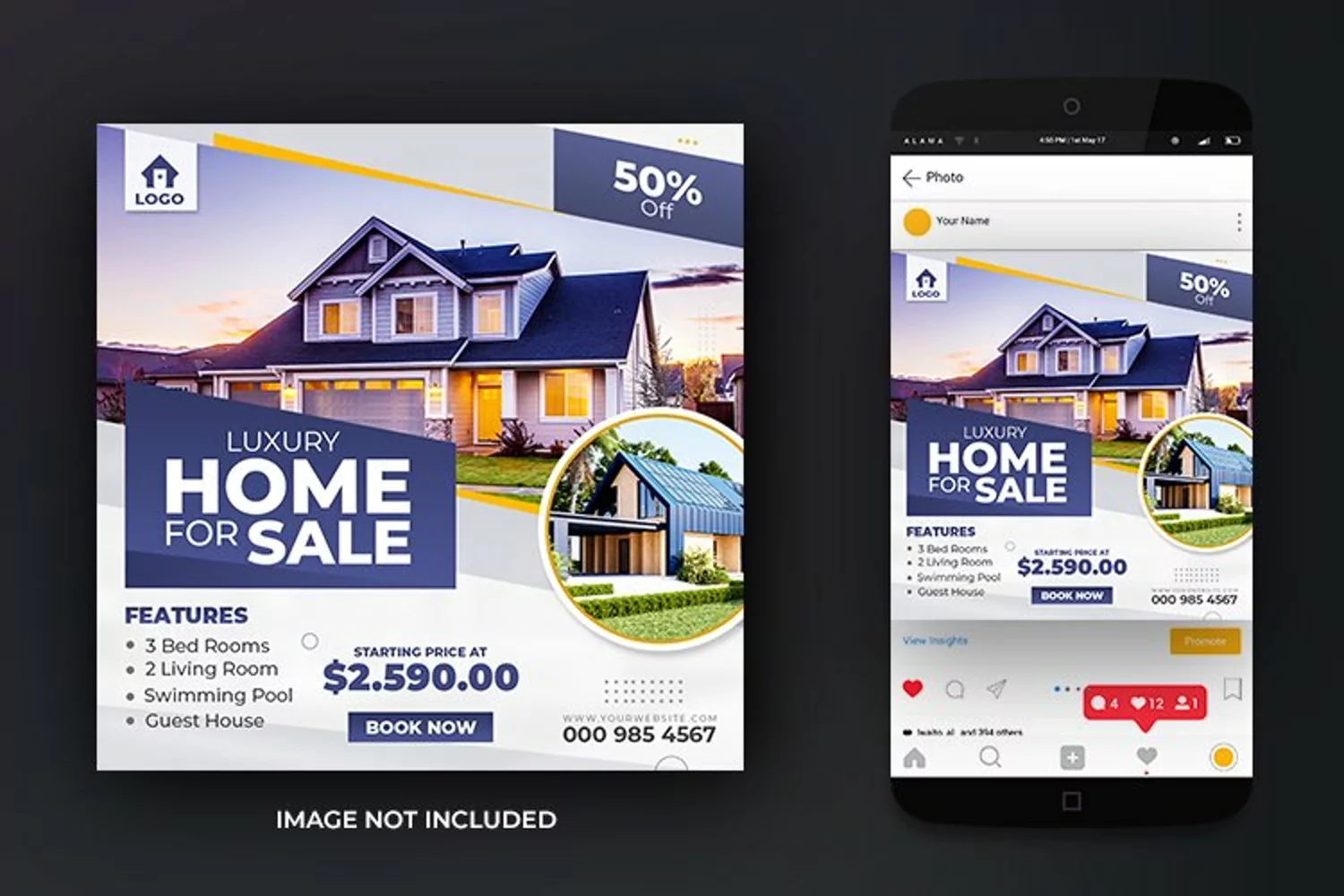 Modern Real Estate Home or House Property Post Template product image 1