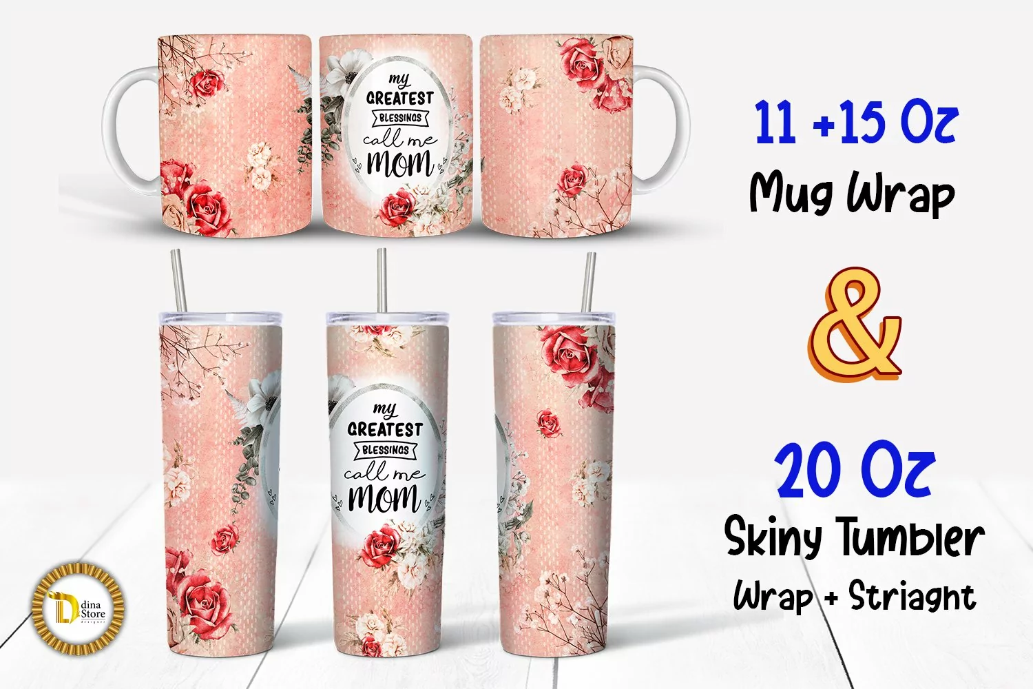 Mom Floral Vintage 20 Oz Tumbler & 11-15 Oz Mug product image 1