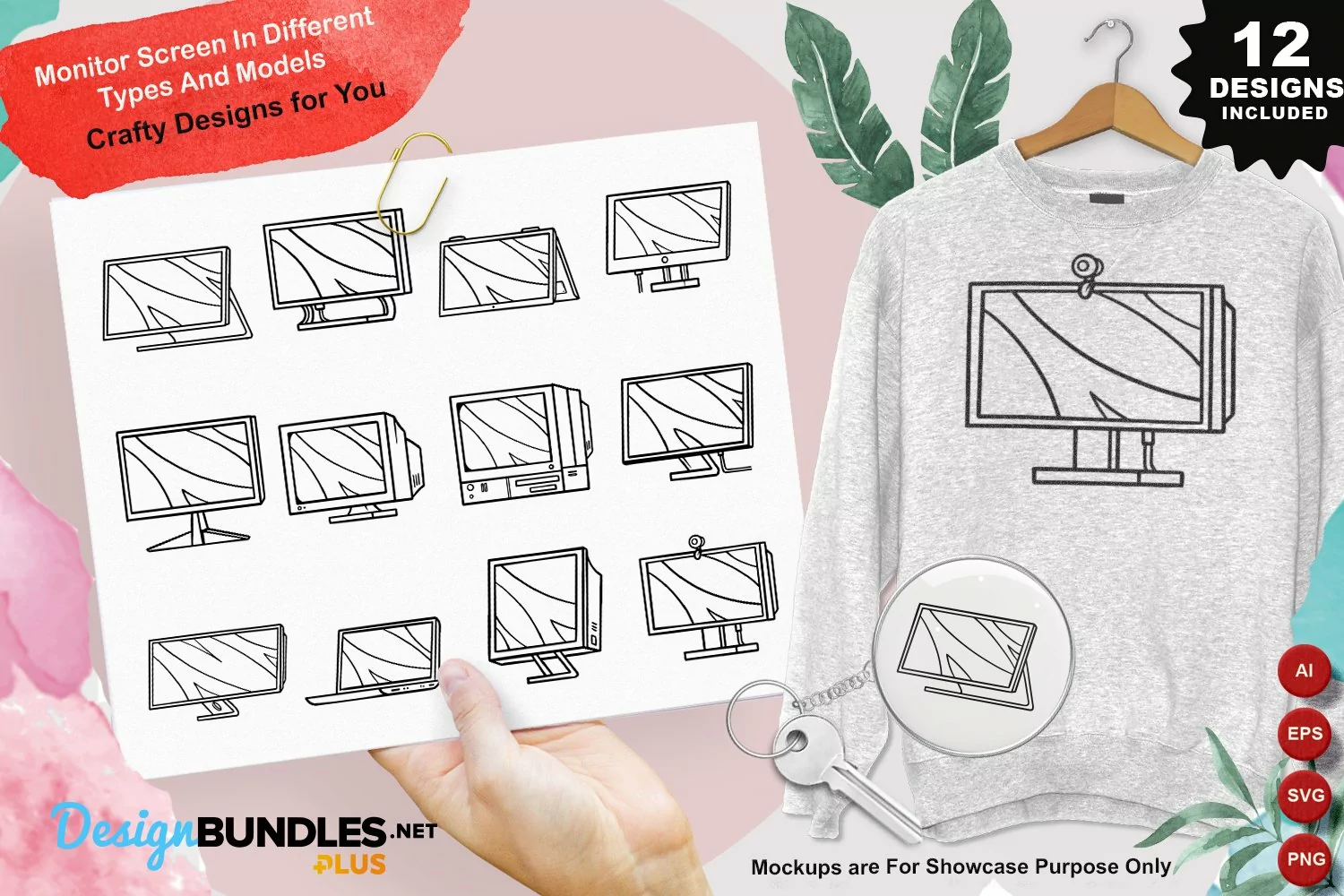 Monitor Screen In Different Types And Models Clipart Set product image 1
