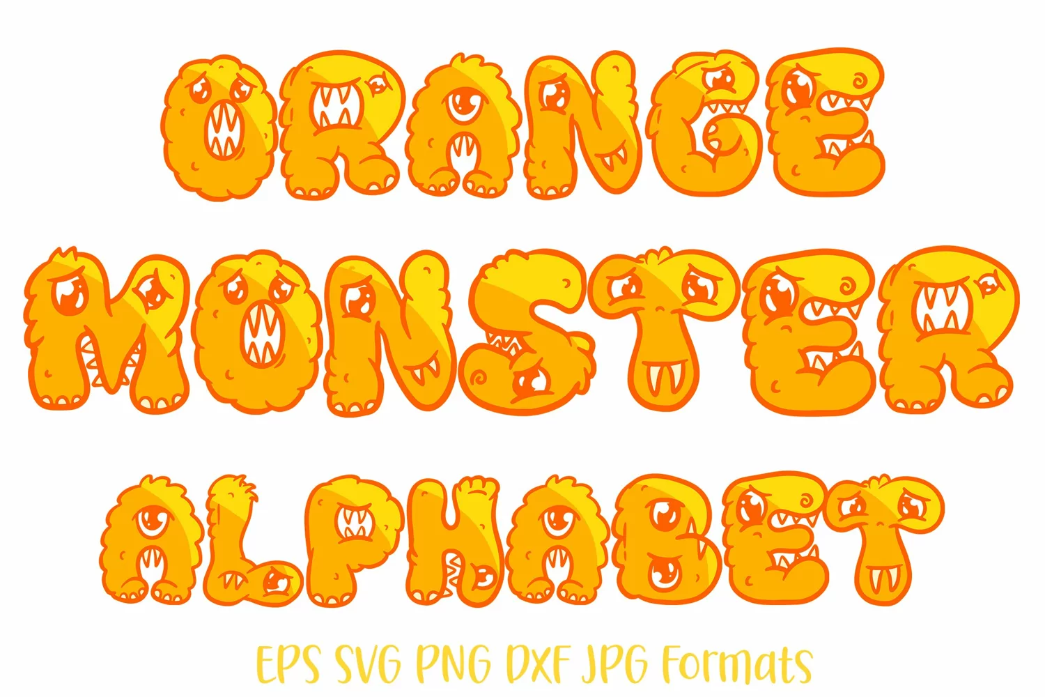 Monster Lettering Font Type Alphabet Set by Squeeb Creative