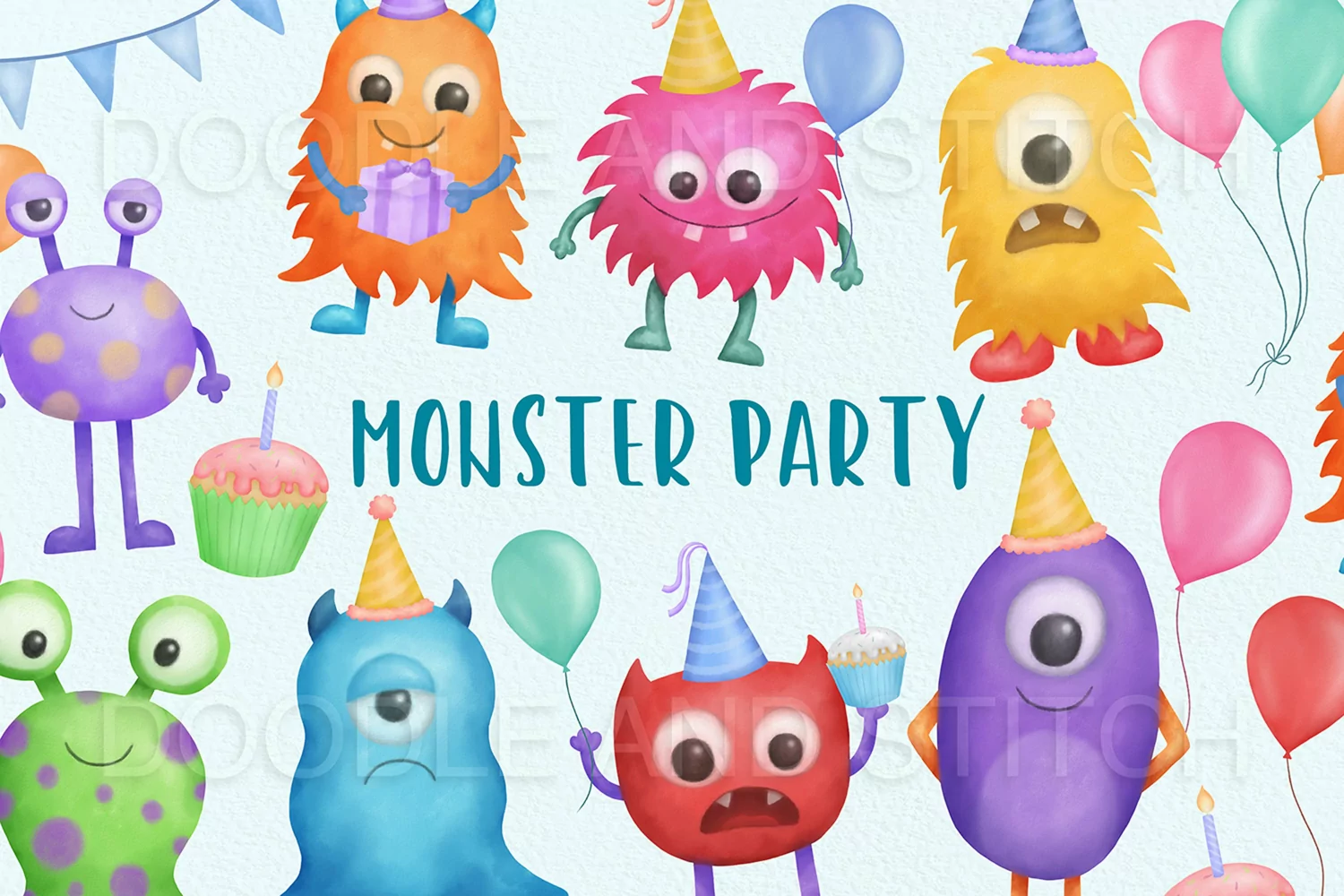 Party Monsters Clipart Illustrations product image 1