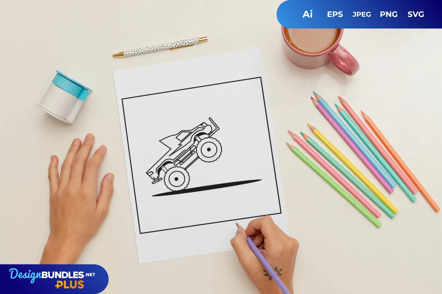 Jumping Monster Truck Coloring Page product image 1