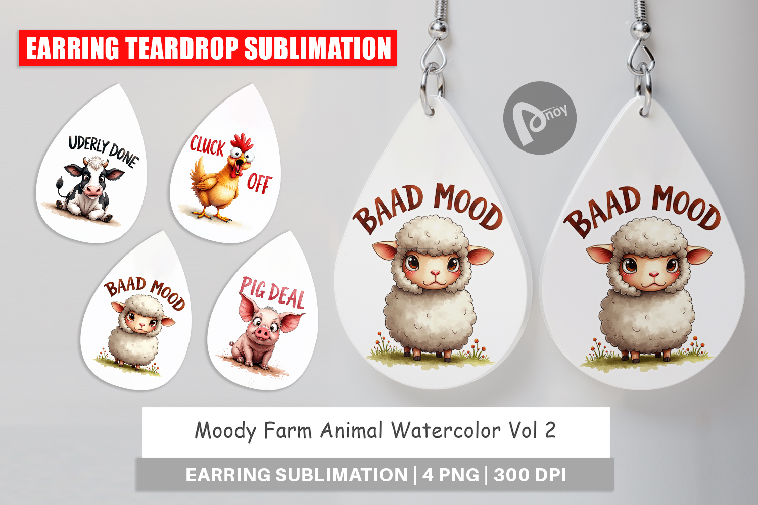Moody Farm Animal Quotes Earring product image 1