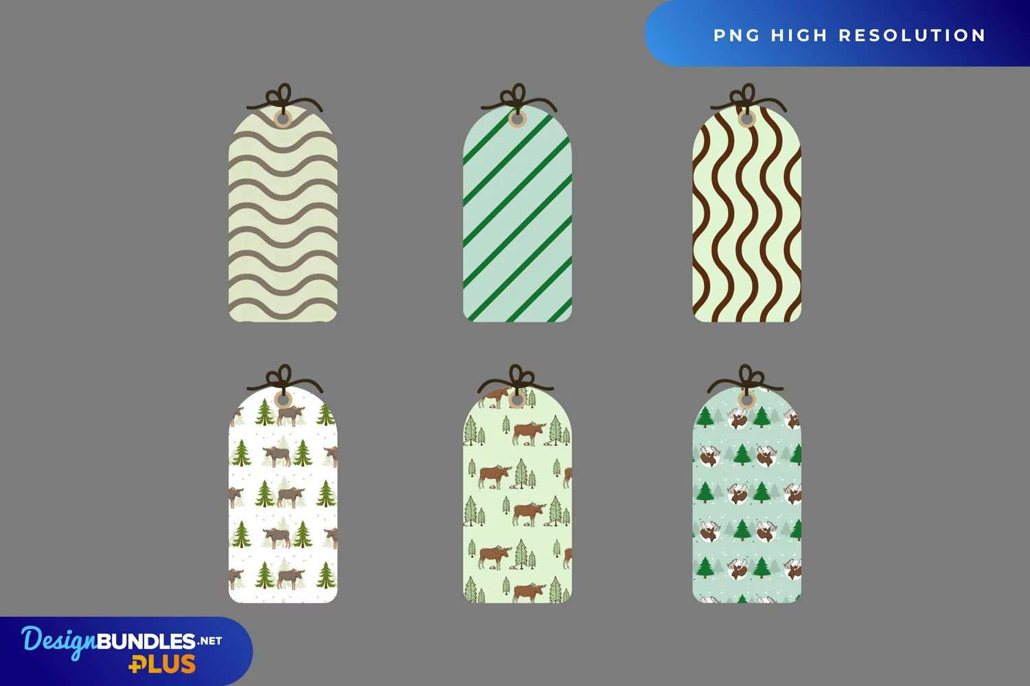 Moose and Pine Tree Patterned Shaped Tags product image 1