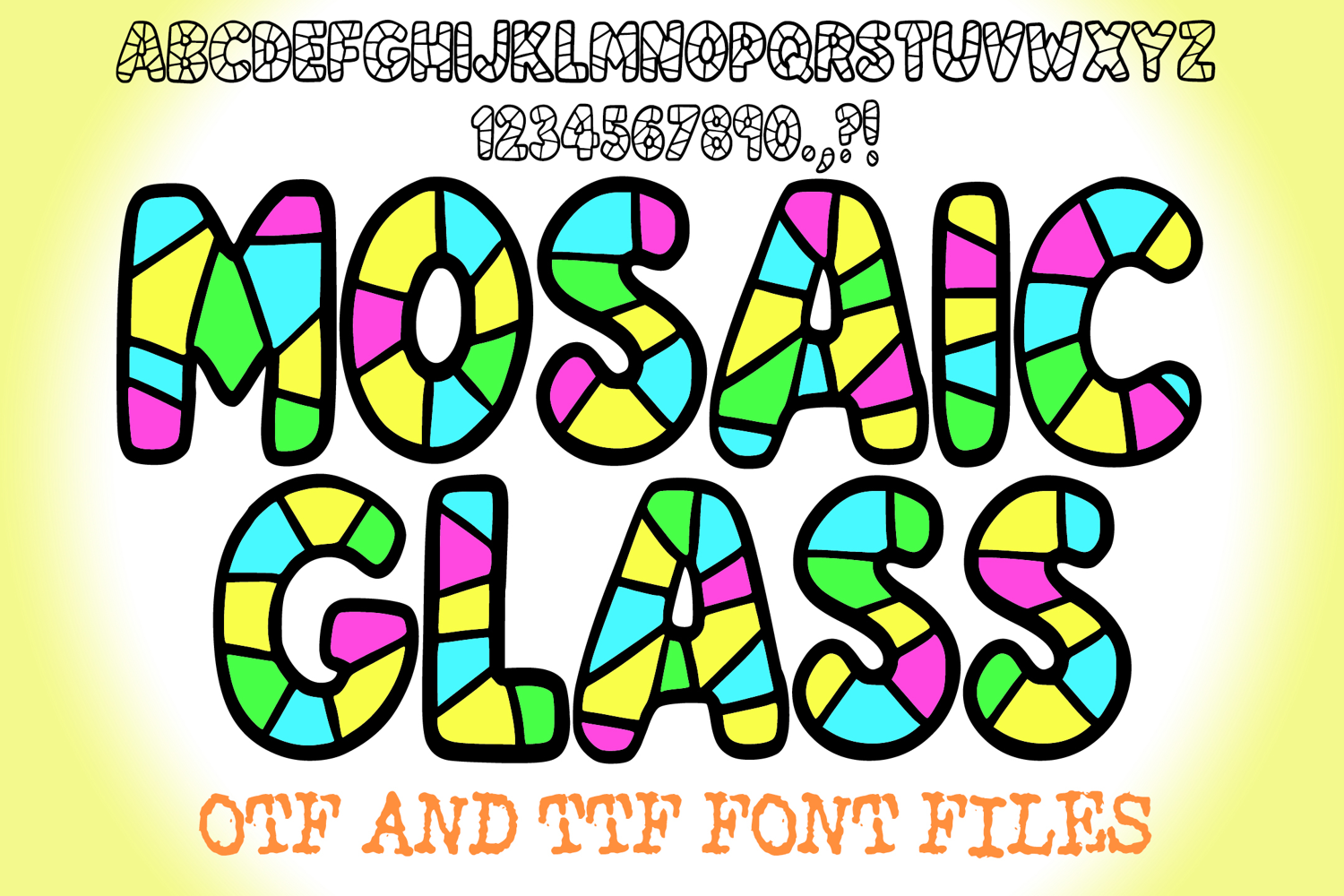 Mosaic Glass Lettering ABC Font Type Cartoon by Squeeb Creative