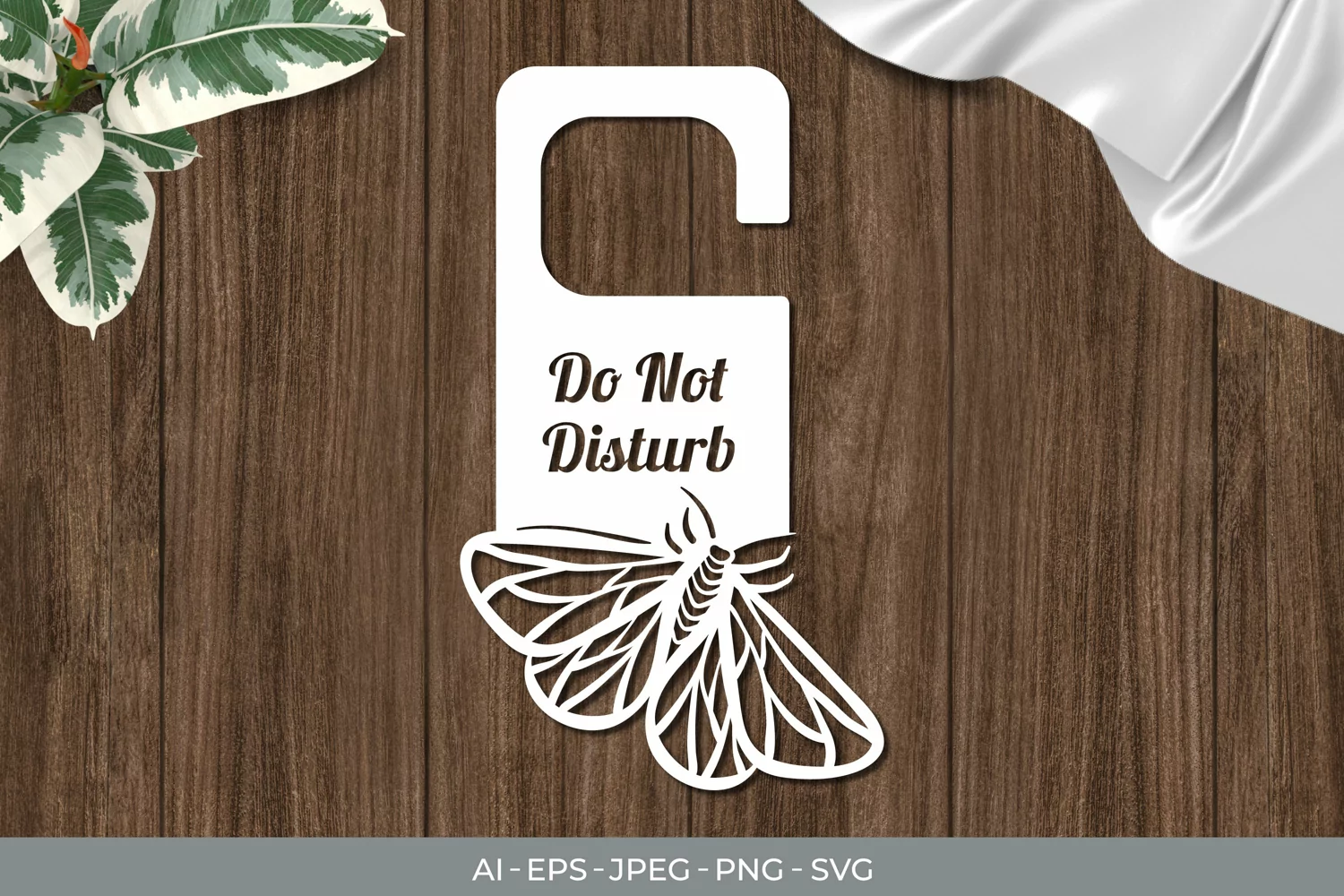 Moth Door Tag - Do Not Disturb SVG File product image 1