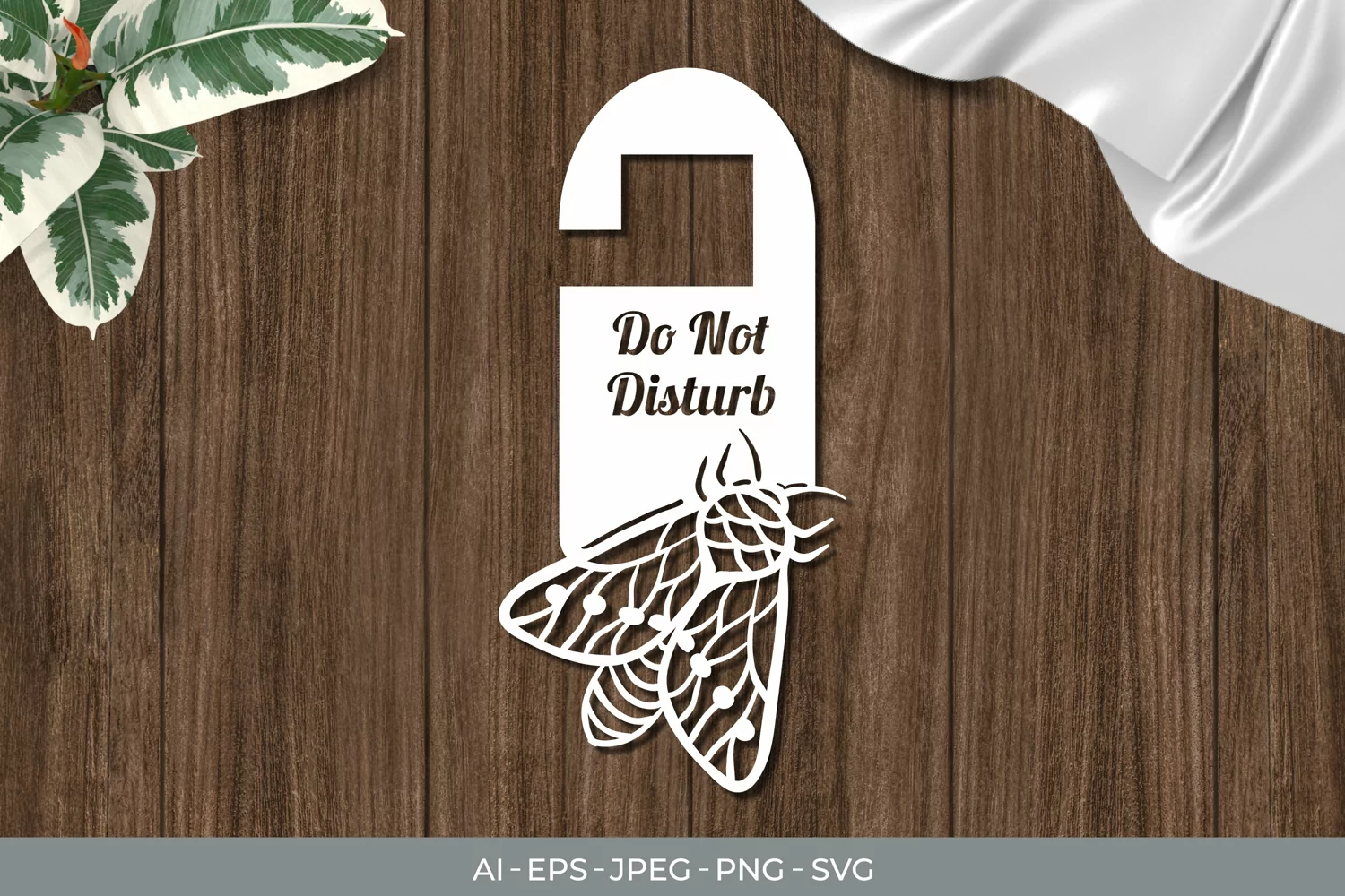 Beautiful Moth Door Tag - Do Not Disturb SVG File product image 1