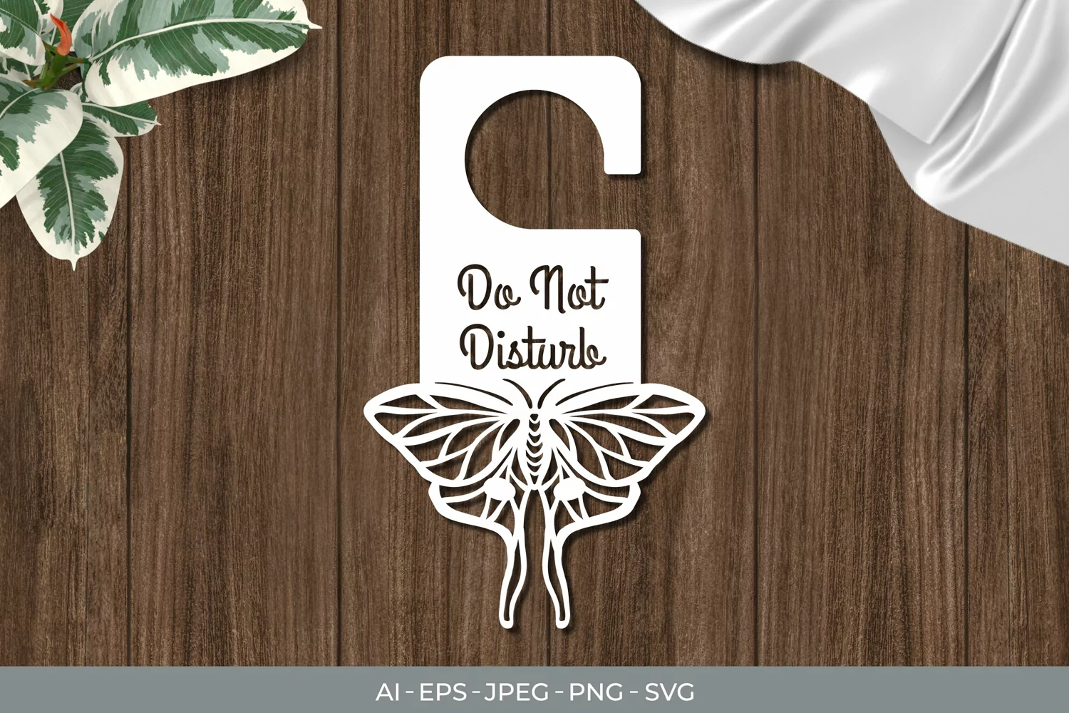 Moth Door Tag - Do Not Disturb SVG File product image 1