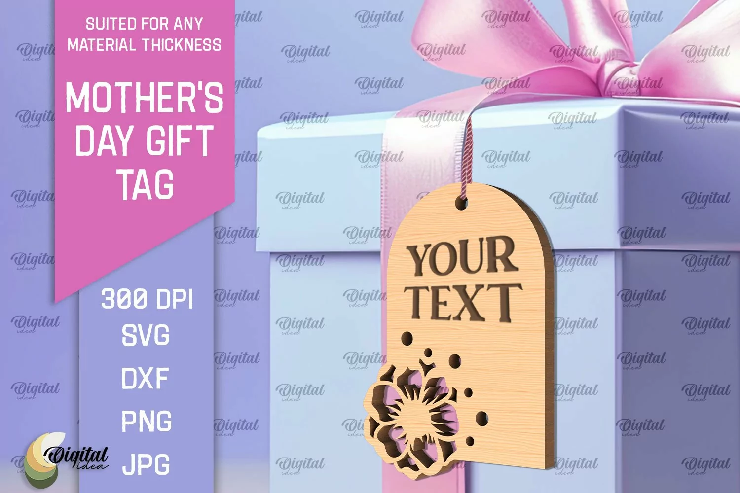 Mother's Day Gift Tag Laser Cut. Gift Hang Tag SVG product image 1