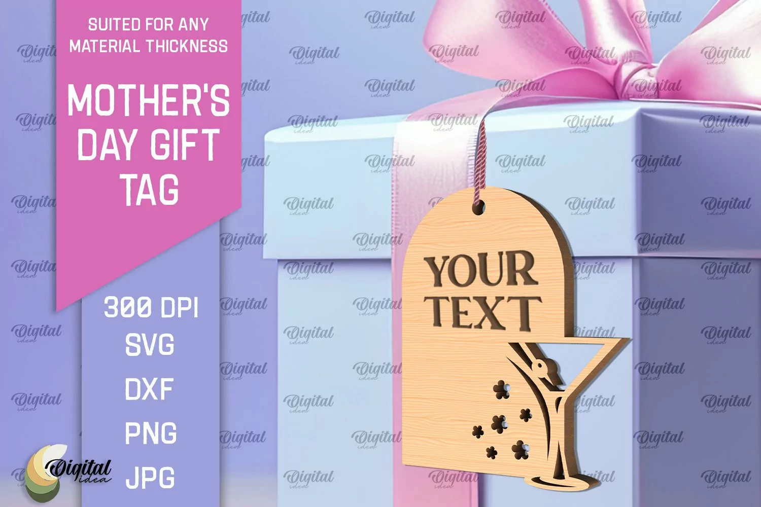 Mother's Day Gift Tag Laser Cut. Gift Hang Tag SVG product image 1