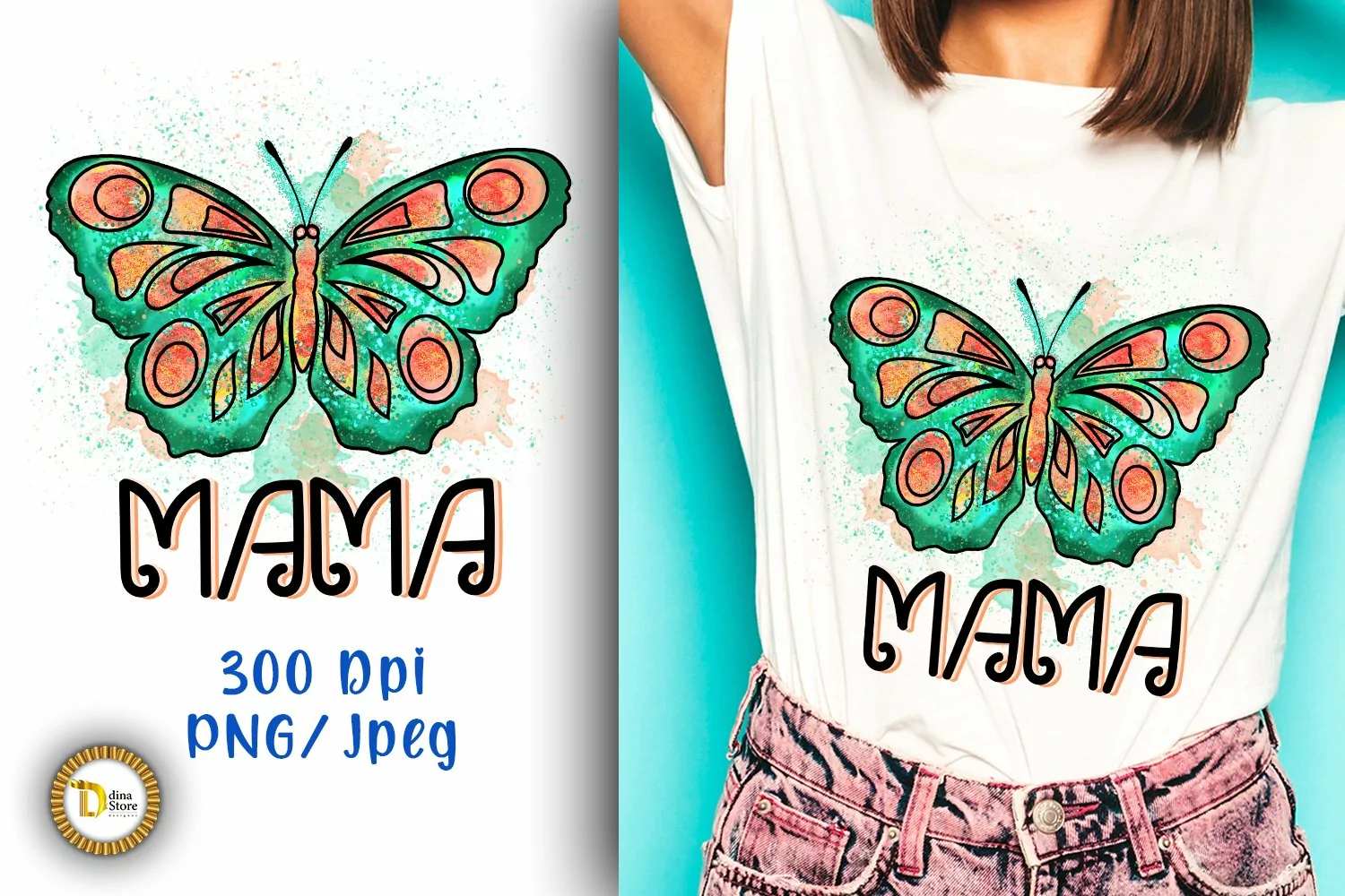 Mother's Day Watercolor Butterfly Sublimation PNG product image 1