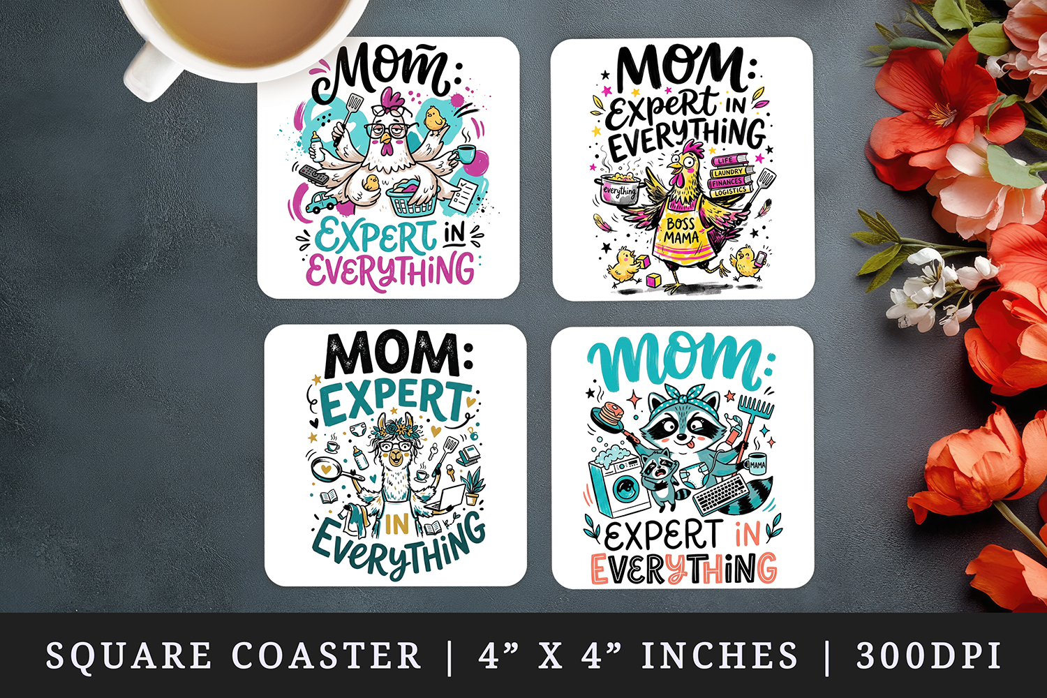 Mother's Day square coaster sublimation, coasters design product image 1