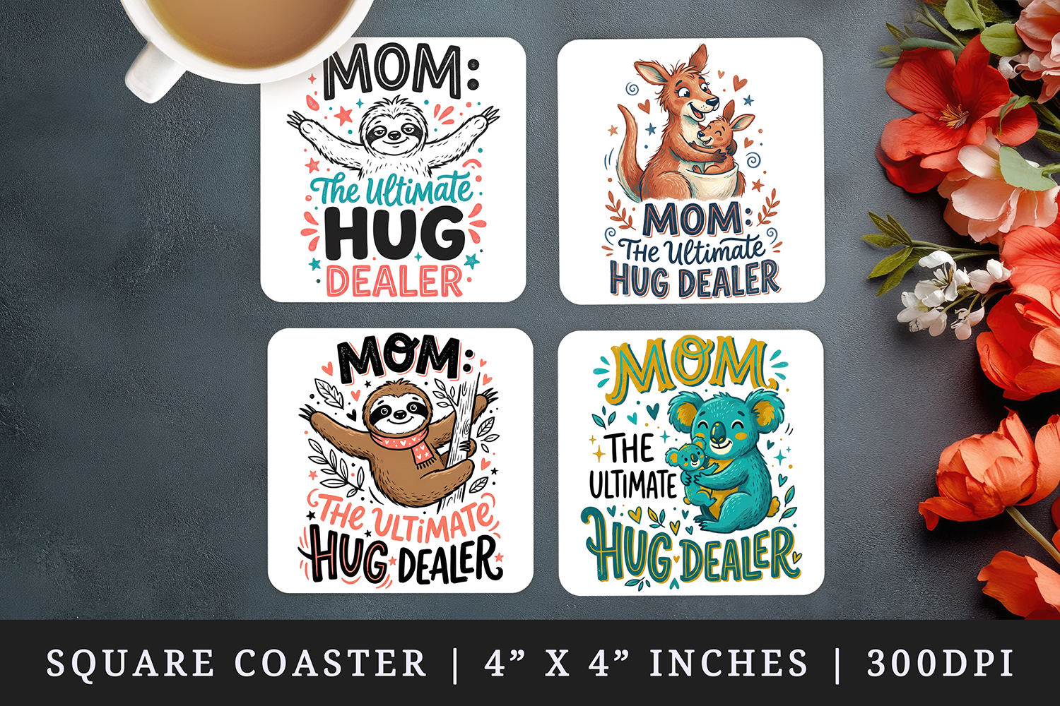 Mother's Day square coaster sublimation, coasters design product image 1