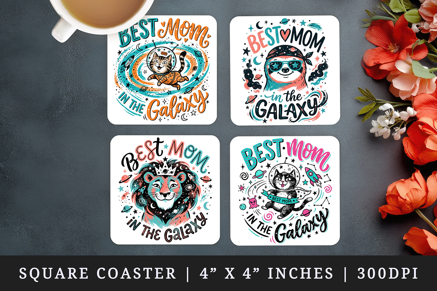 Mother's Day square coaster sublimation, coasters design product image 1