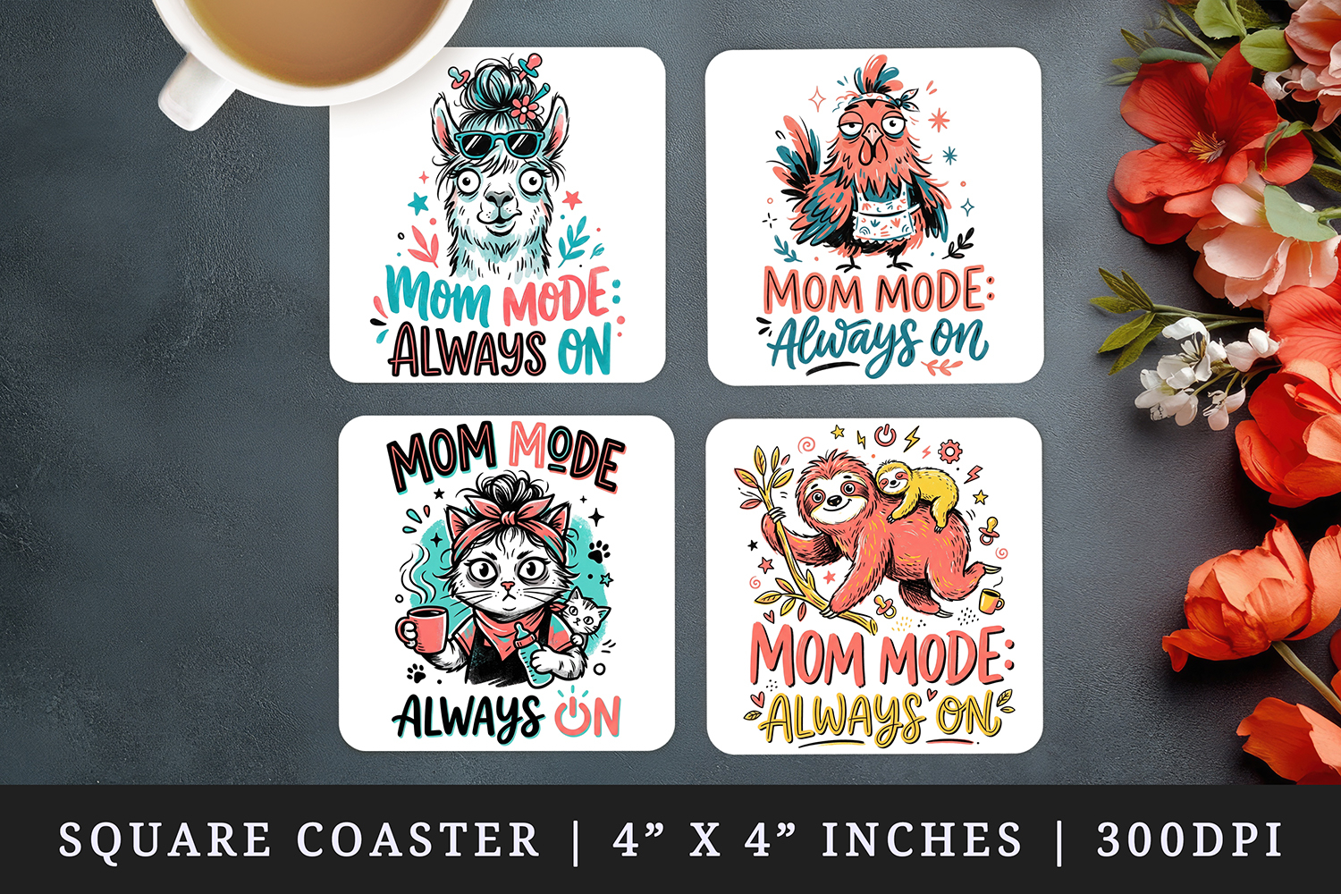 Mother's Day square coaster sublimation, coasters design product image 1