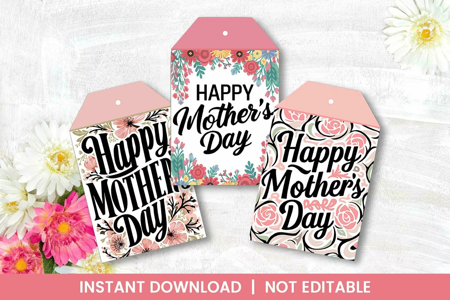 Mother's Day Gift Tags Adorned with Floral Designs product image 1
