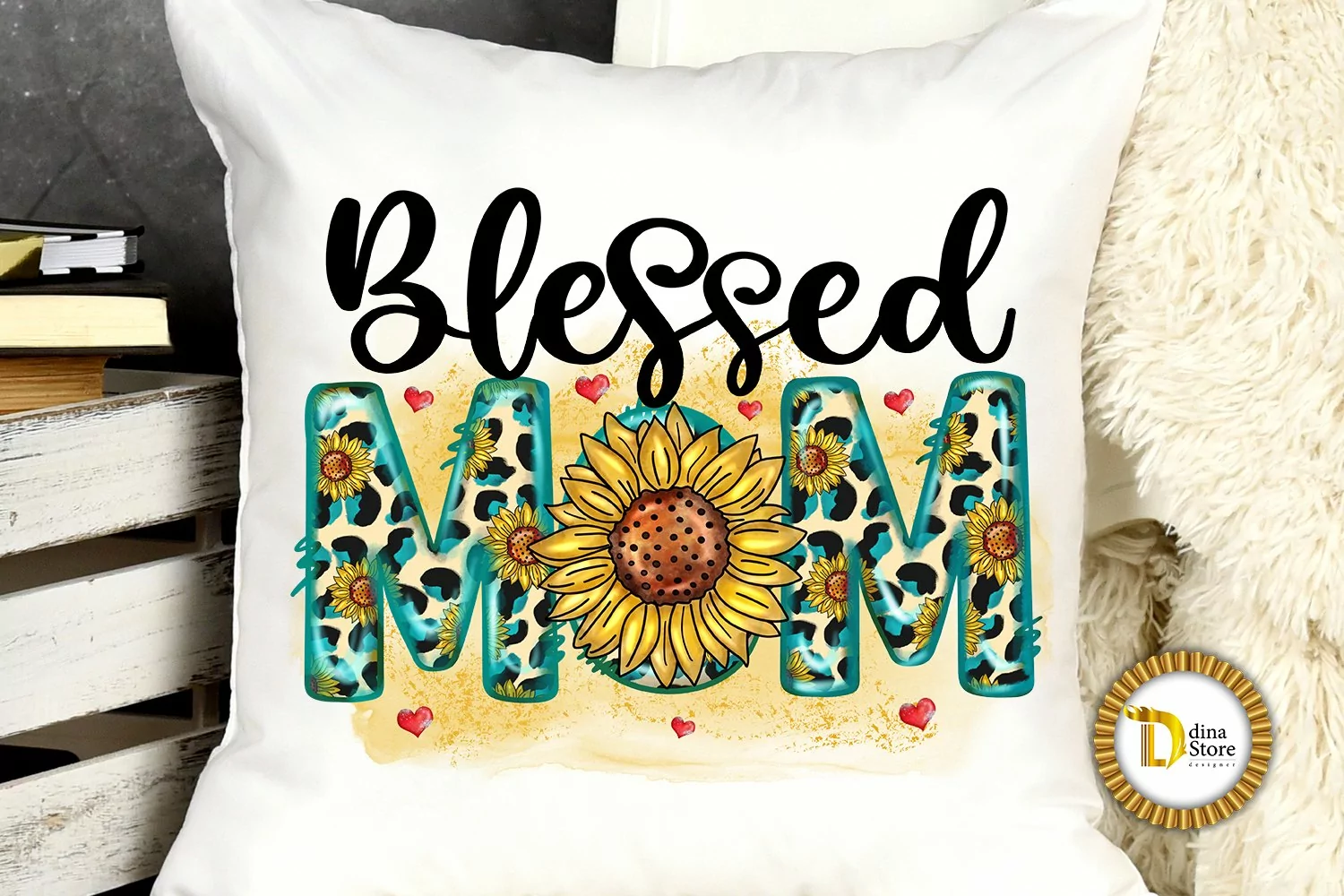 Mothers day Sunflower Blessed Mom Sublimation PNG product image 1