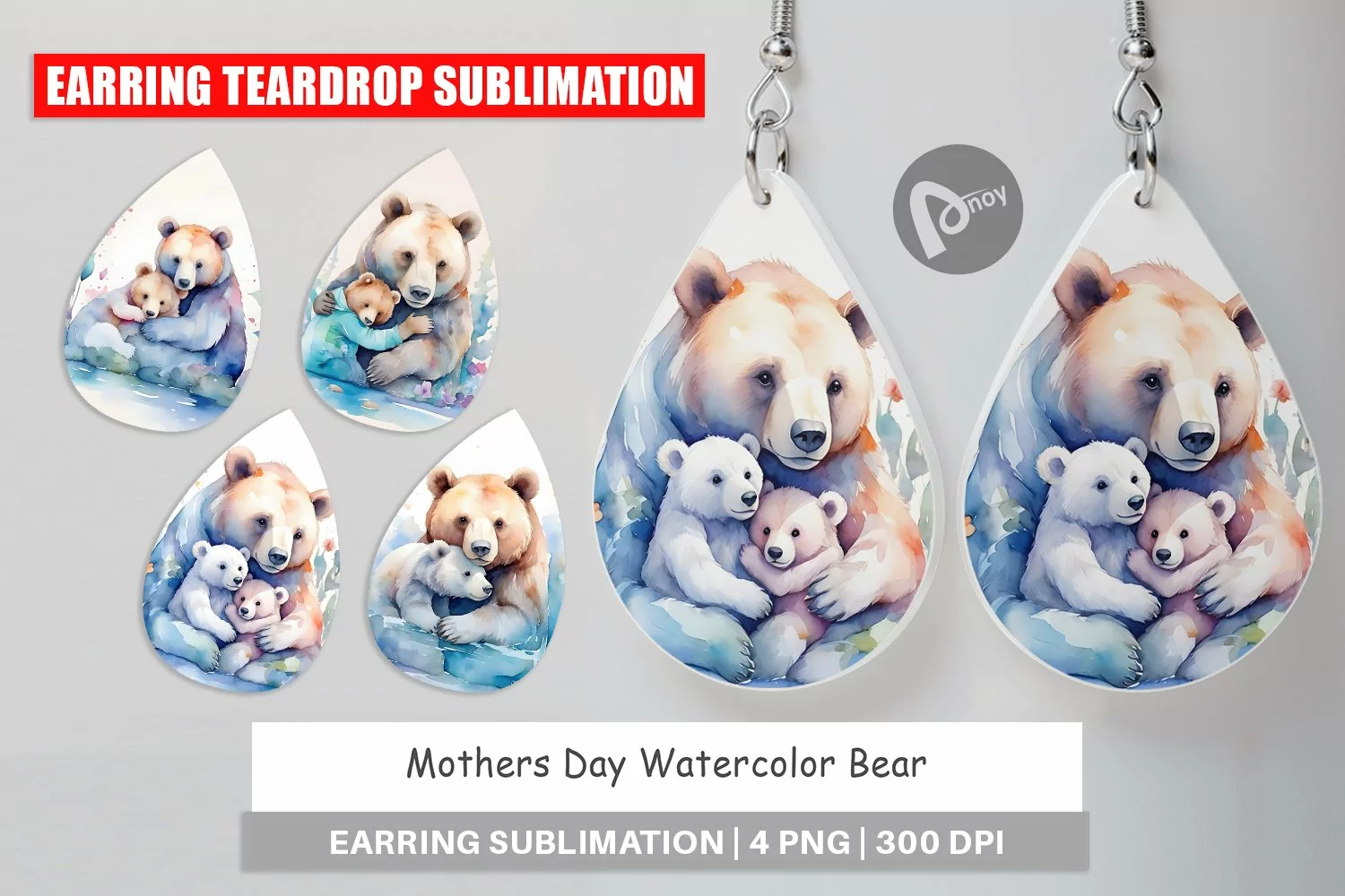 Earring Teardrop Mothers Day Bear product image 1