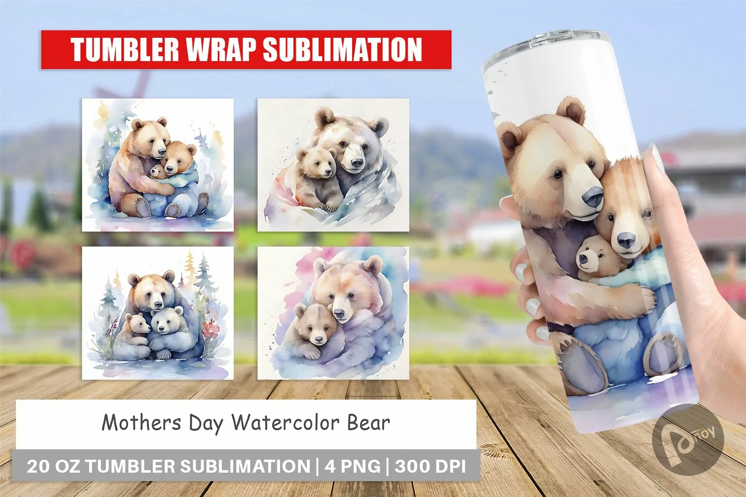 Tumbler Wrap Mothers Day Bear product image 1
