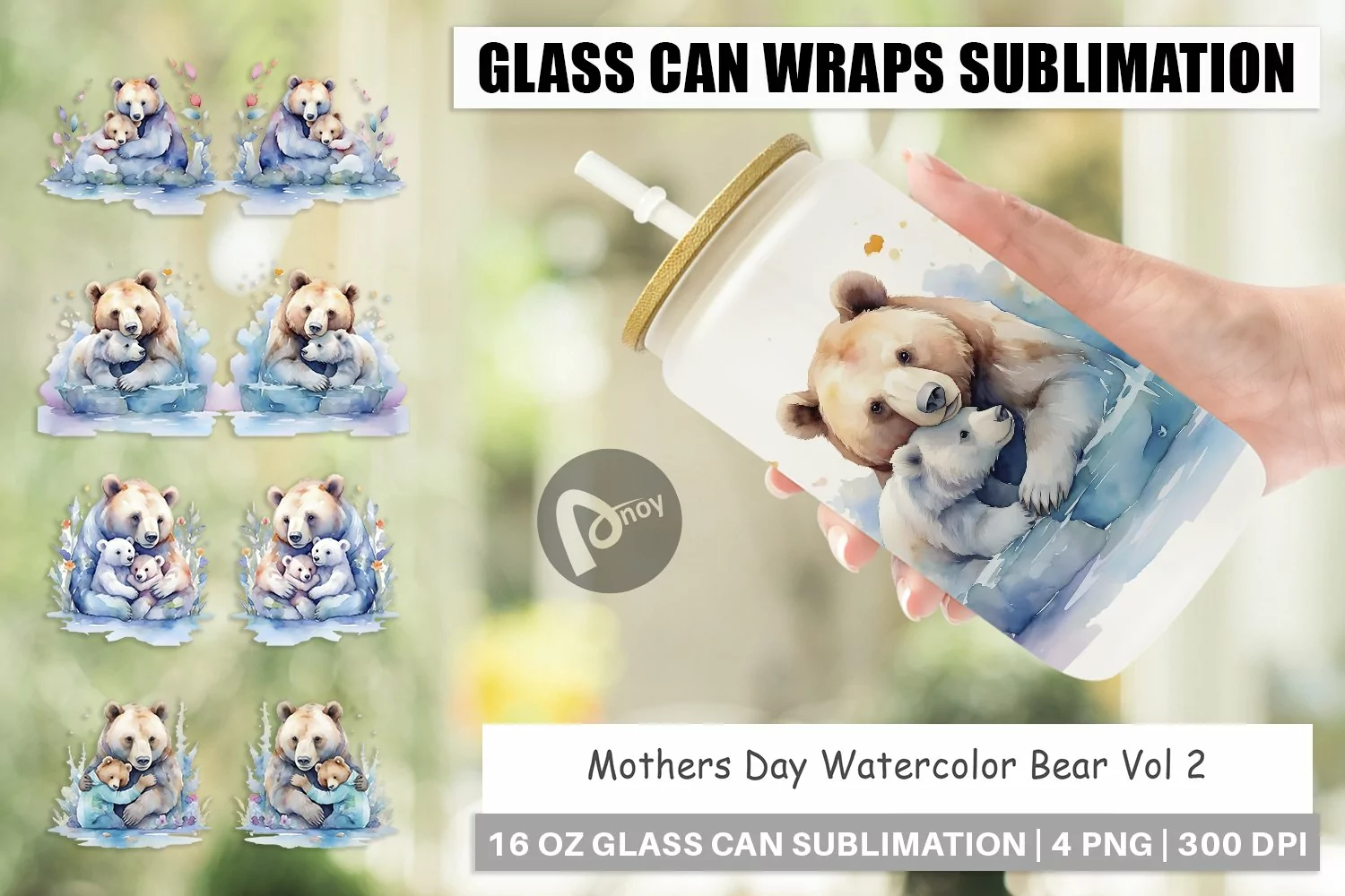 Glass Can Wraps Mothers Day Bear product image 1