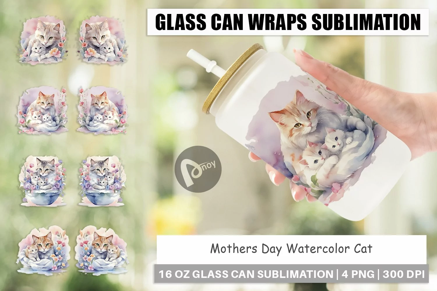 Glass Can Wraps Mothers Day Cat product image 1