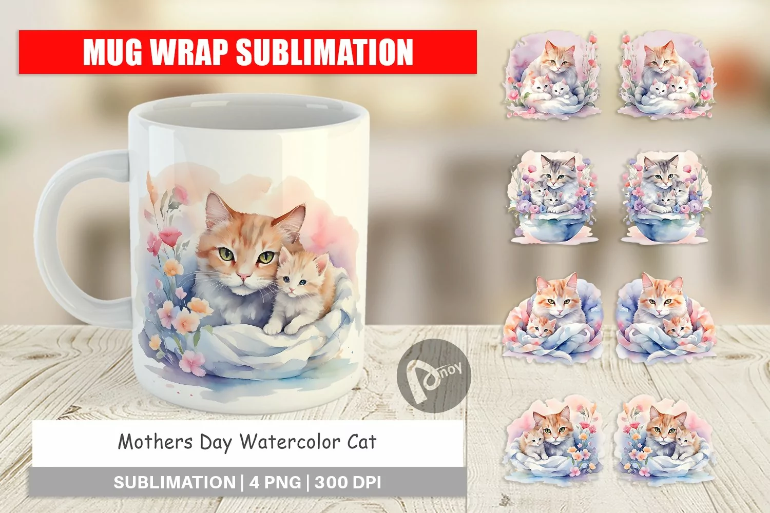 Mug Wrap Design Mothers Day Cat product image 1