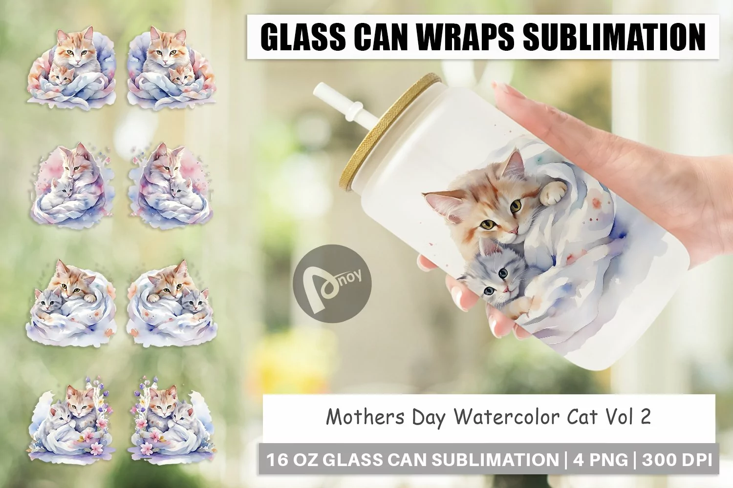 Glass Can Wraps Mothers Day Cat product image 1