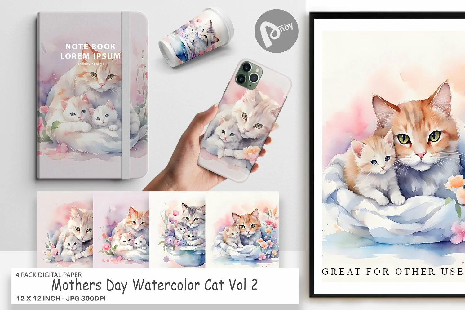 Digital Paper Mothers Day Cat product image 1