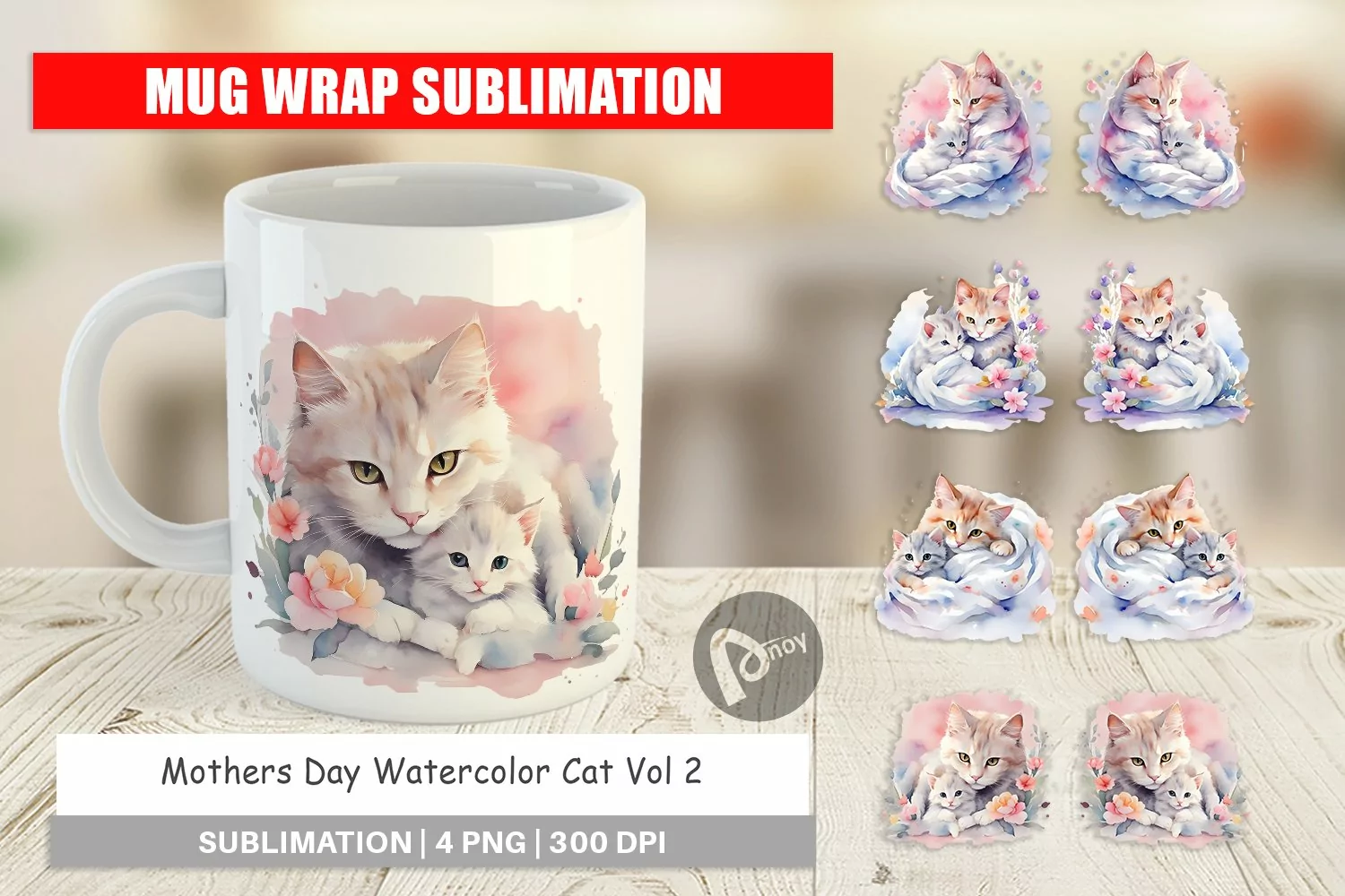 Mug Wrap Design Mothers Day Cat product image 1