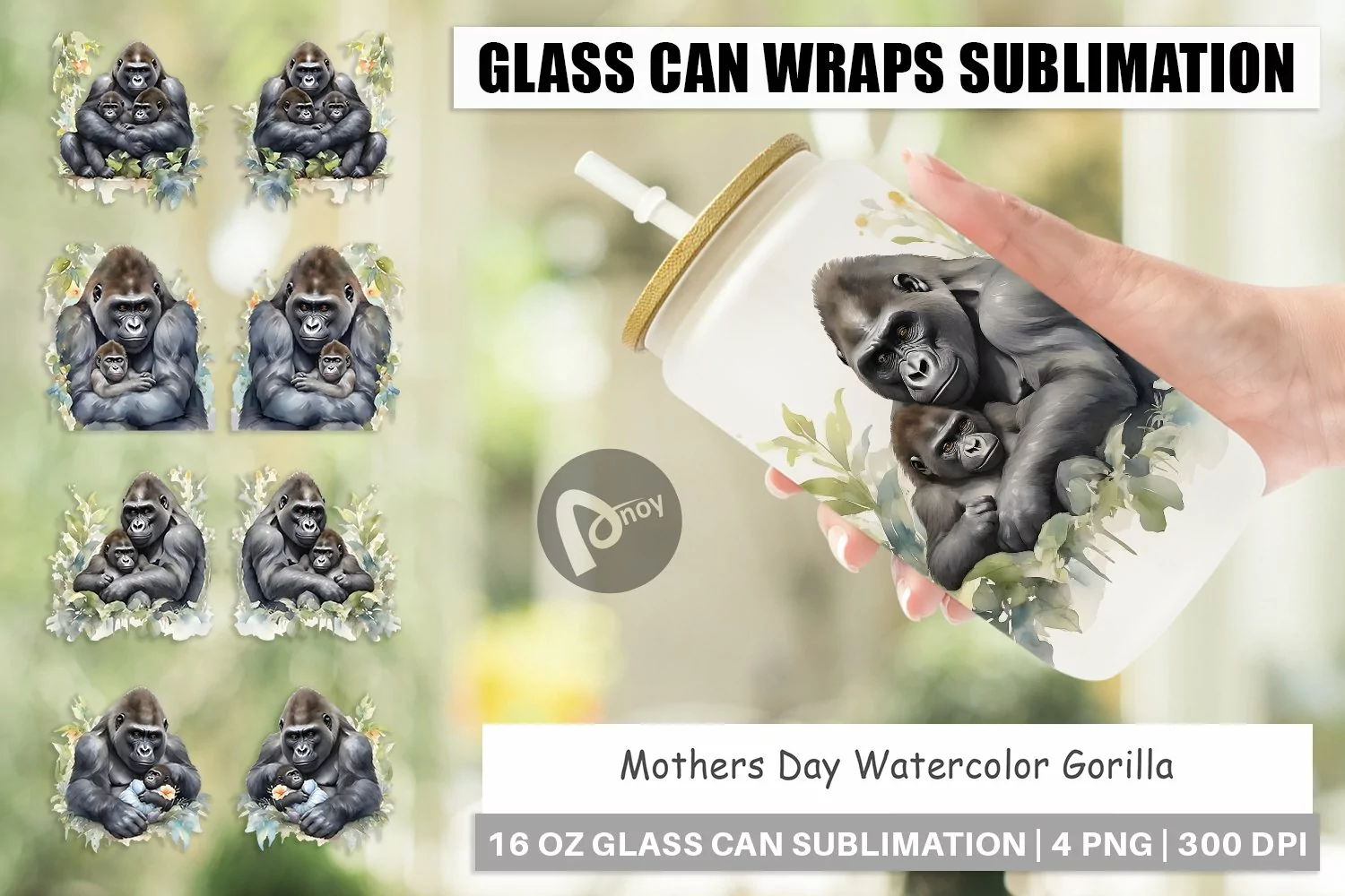 Glass Can Wraps Mothers Day Gorilla product image 1