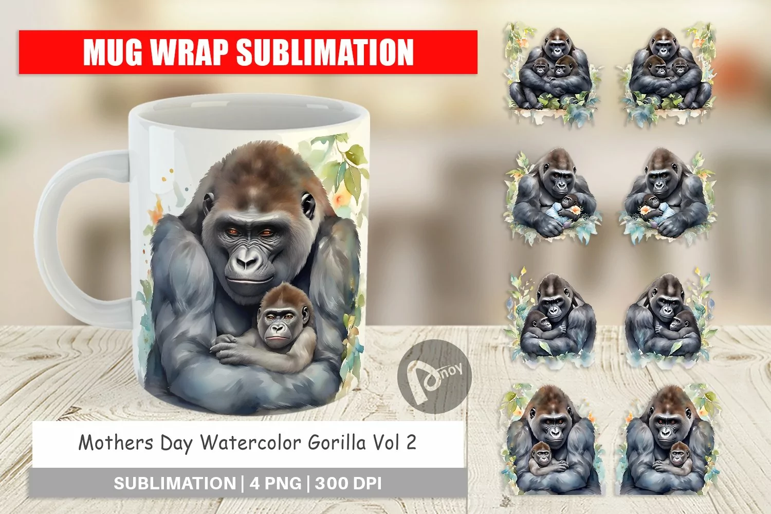 Mug Wrap Design Mothers Day Gorilla product image 1