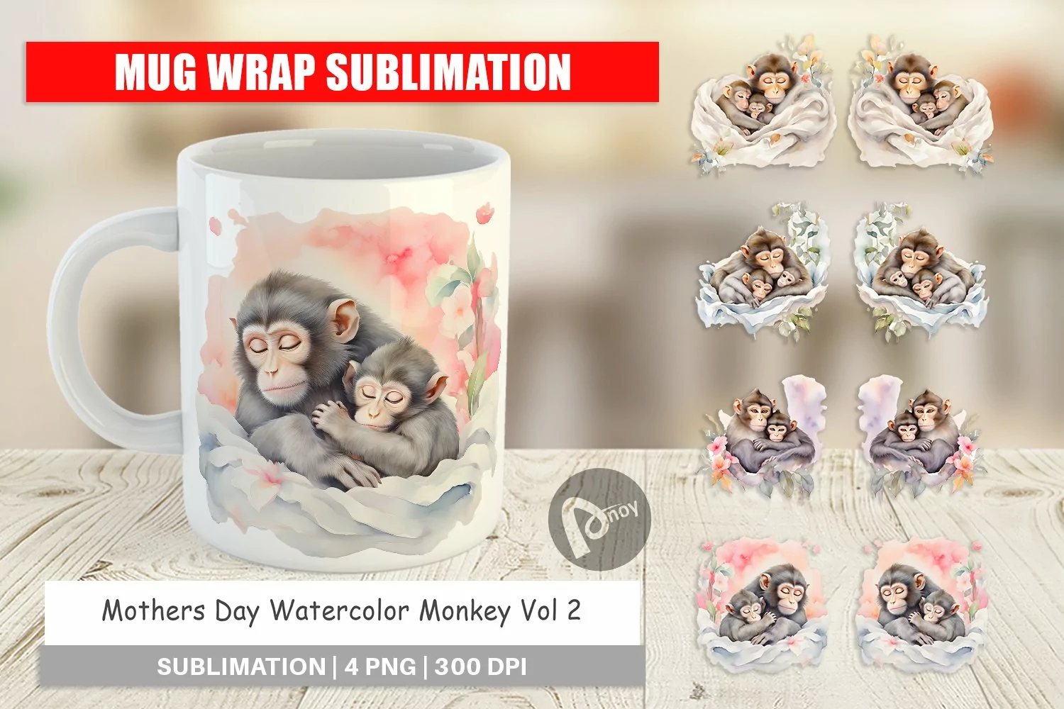 Mug Wrap Design Mothers Day Monkey product image 1