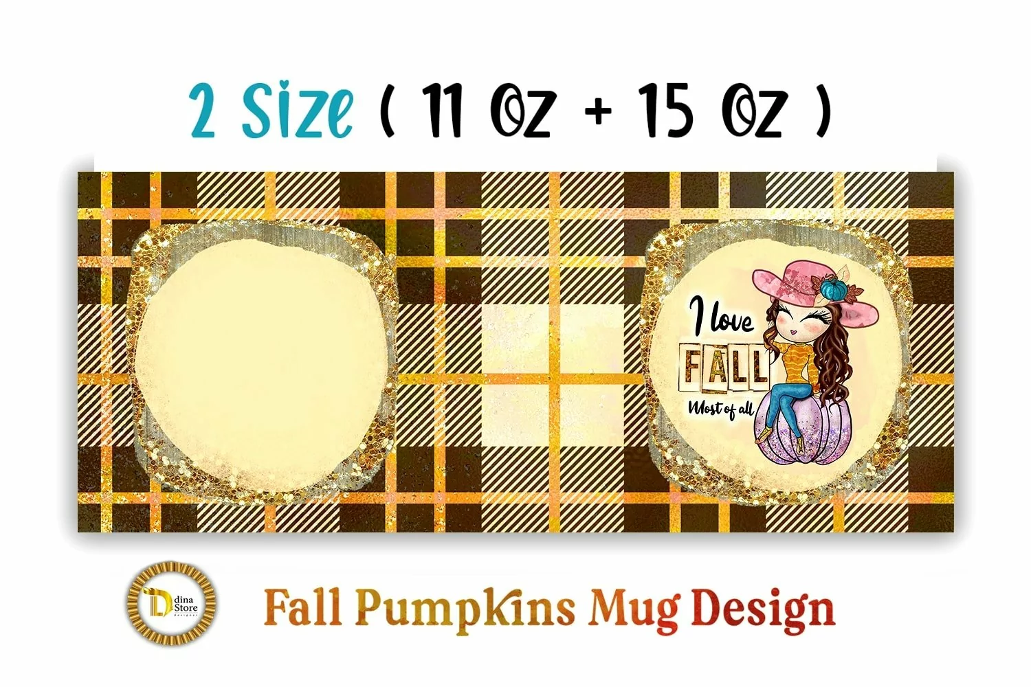 Cute Girl with Brown Bufflo Plaid | 11 & 15 Oz Fall Mug product image 1