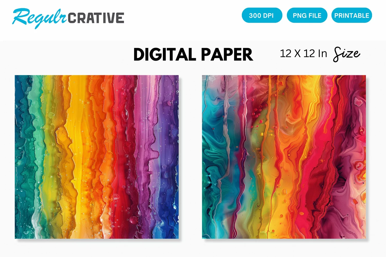 Multicolored Dripping Alcohol Ink Digital Paper, Alcohol Ink product image 1