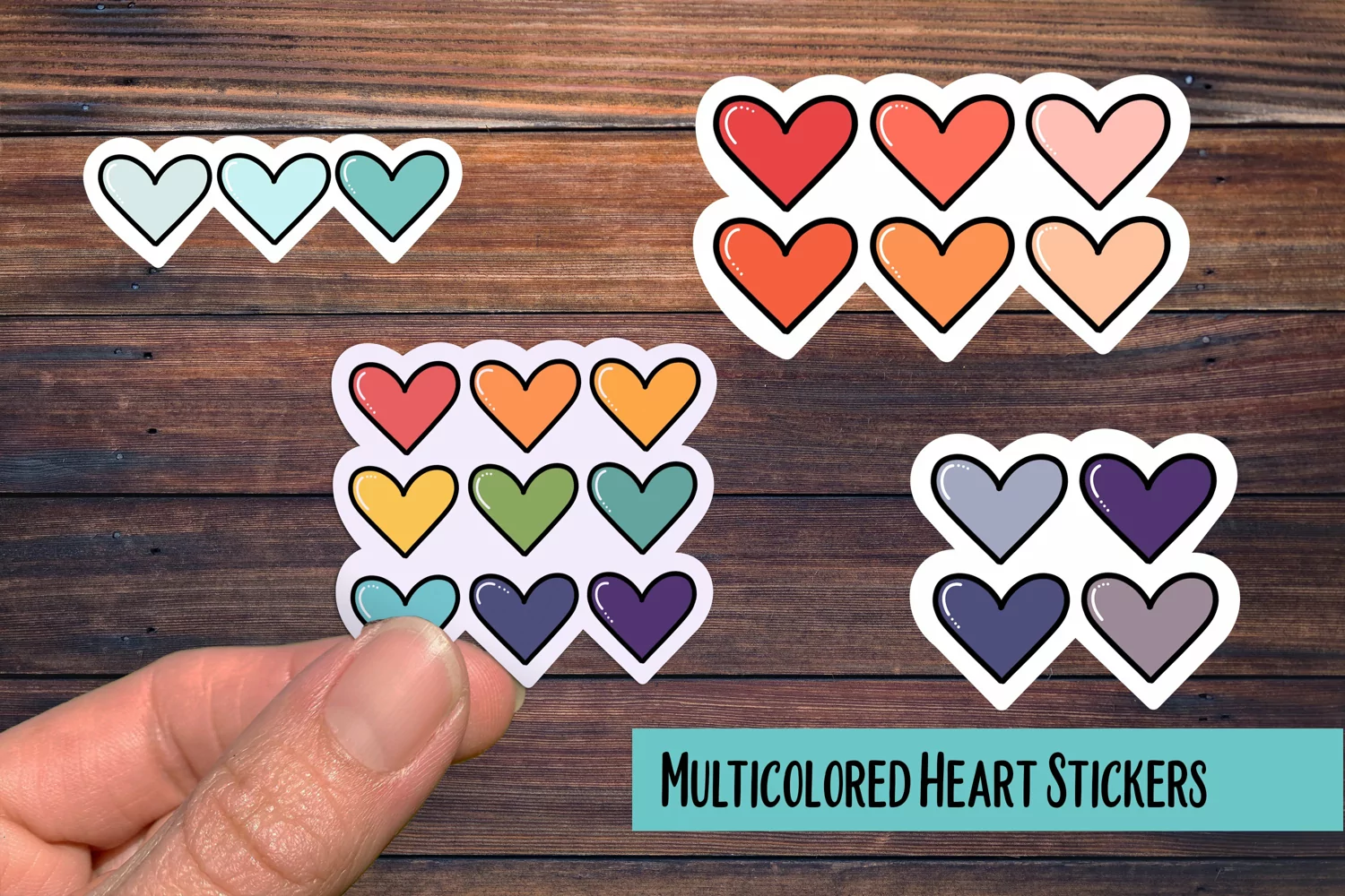 Multicolored Hearts PNG Sticker Pack product image 1