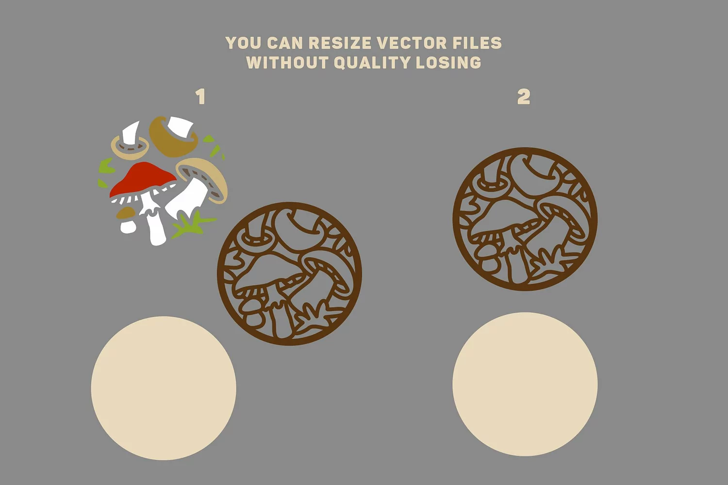 Mushrooms Coaster, Laser cut Svg product image 1
