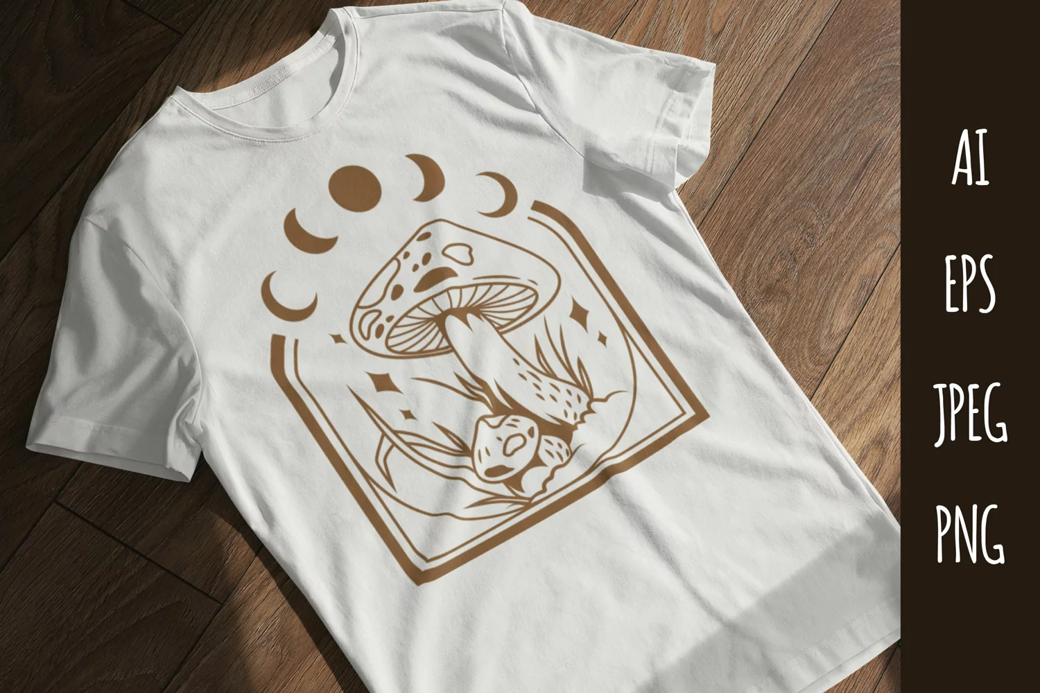 Vintage Mushroom with Moon Phases Sublimation Design product image 1