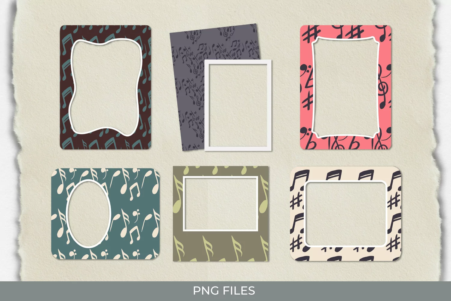 Music Notes with Vintage Color Seamless Pattern Frame Set product image 1