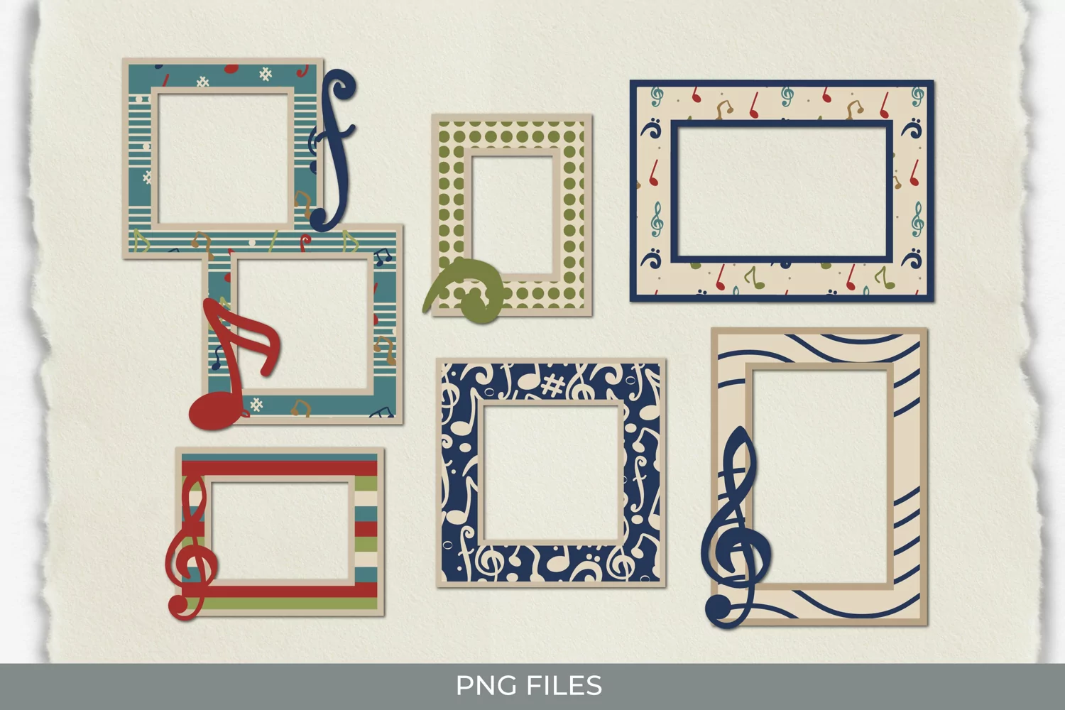 Music Notes with Vintage Color Seamless pattern Frame Set product image 1