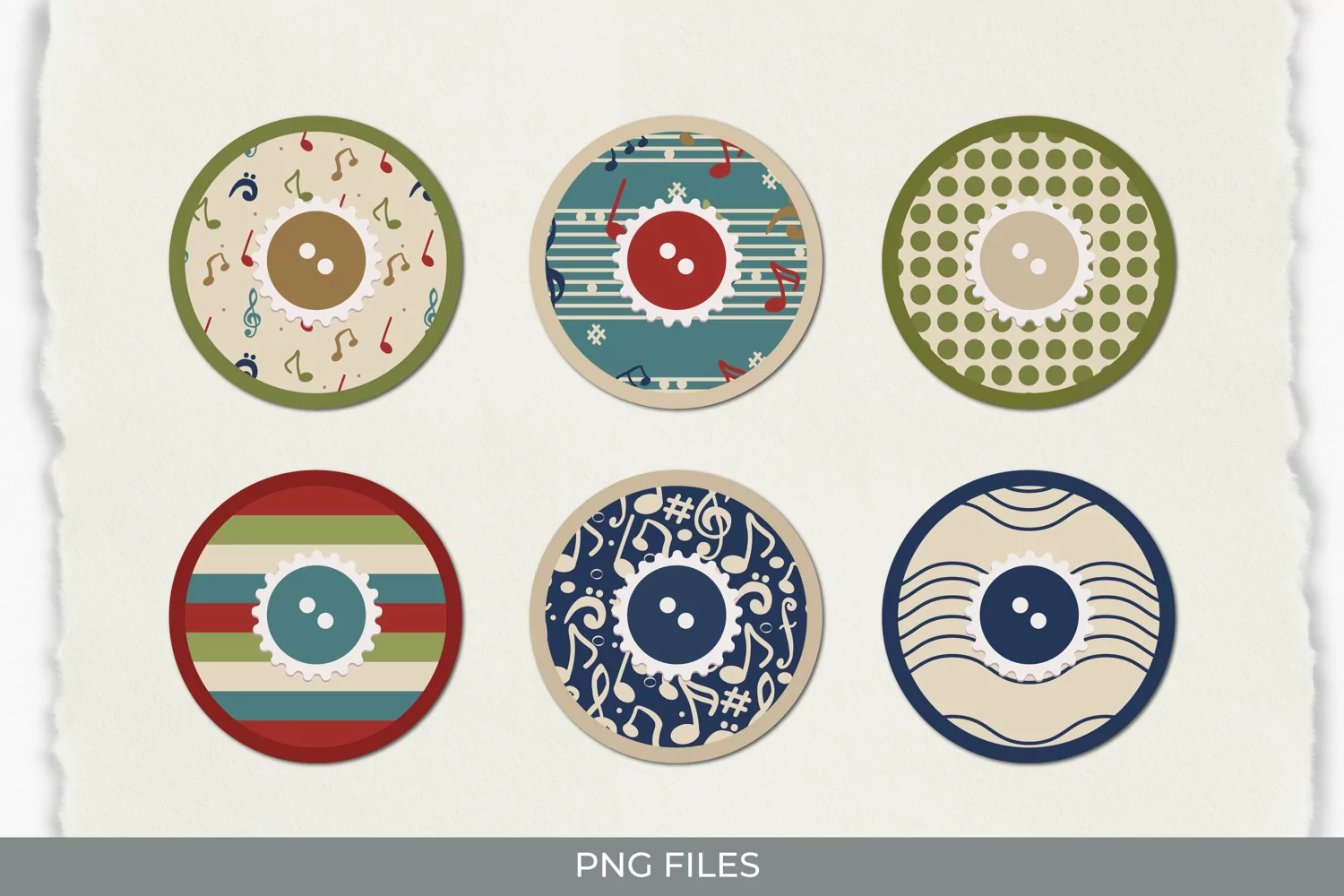 Music Notes with Vintage Color Seamless Pattern Button product image 1