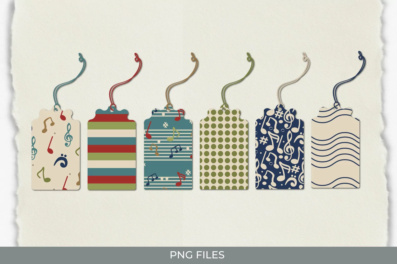 Music Notes with Vintage Color Seamless Patterned Shaped Tag product image 1